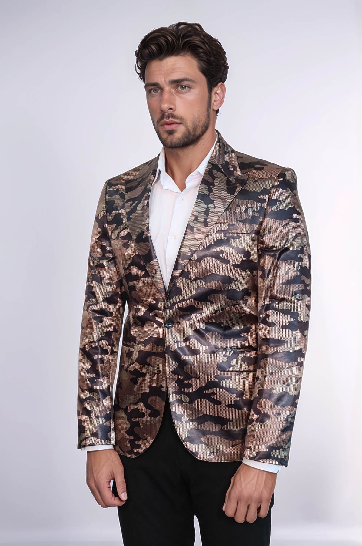 KOALA SYDNEY Single Button Camouflage Brown Jacket-Wessi