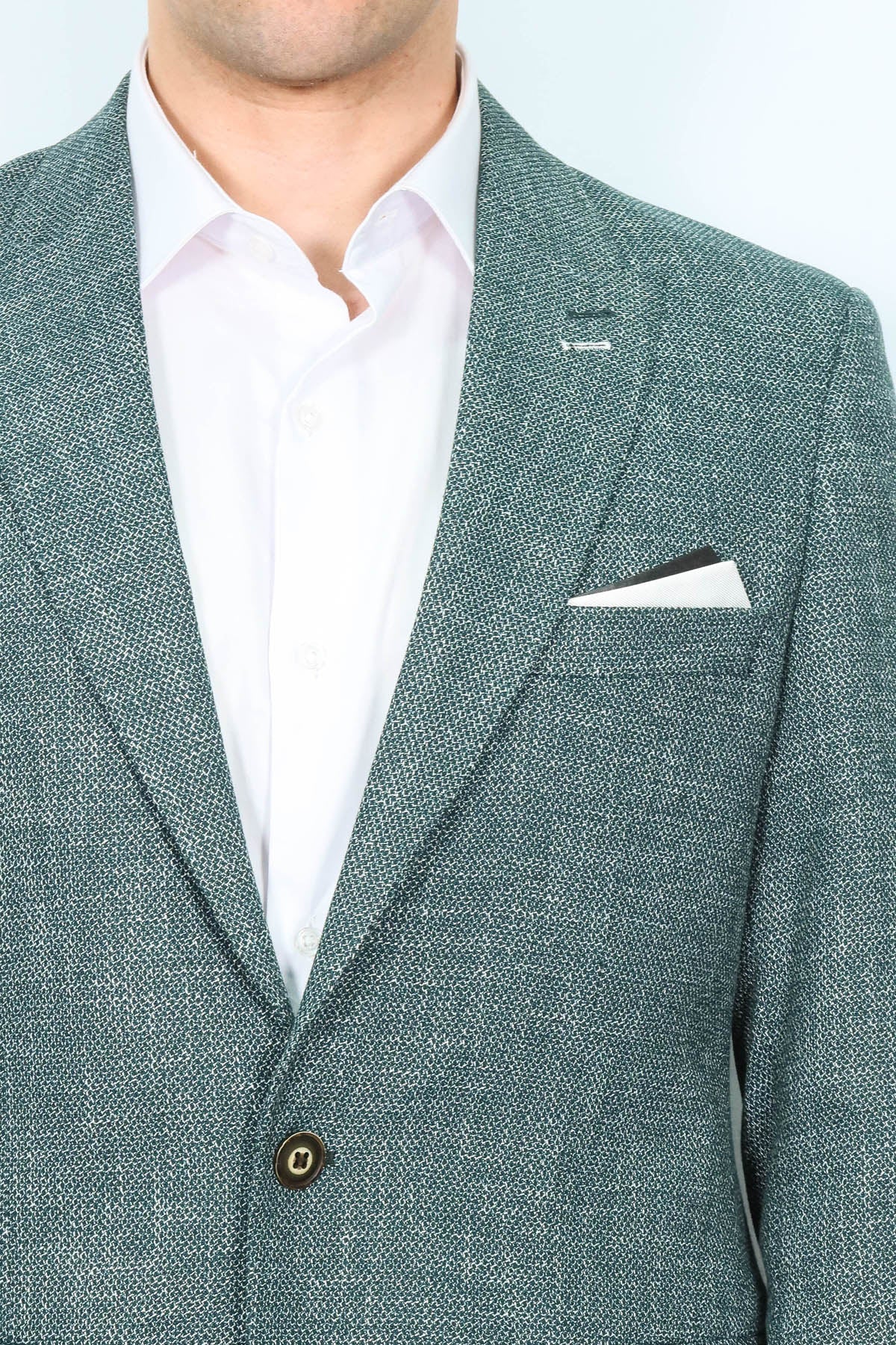 Self-Patterned Green Men's Blazer