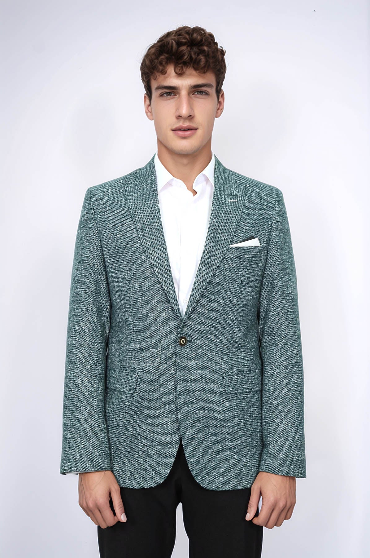 Self-Patterned Green Men's Blazer