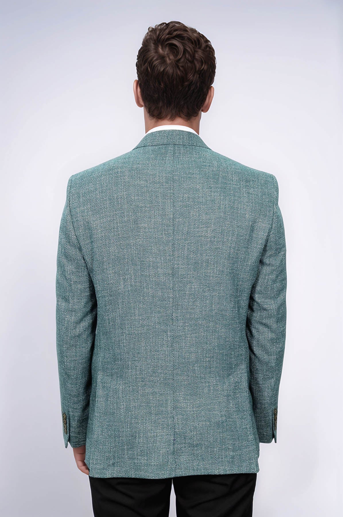 Self-Patterned Green Men's Blazer