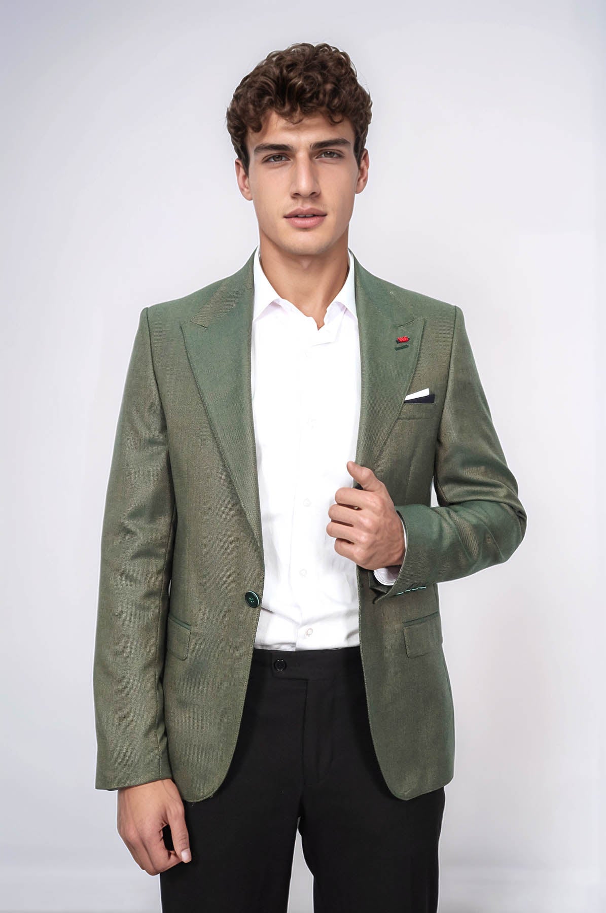 KOALA SYDNEY Single Button Half Liner Pointed Collar Green Jacket-Wessi