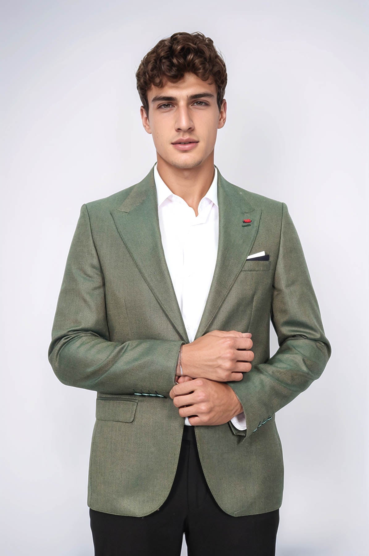 KOALA SYDNEY Single Button Half Liner Pointed Collar Green Jacket-Wessi