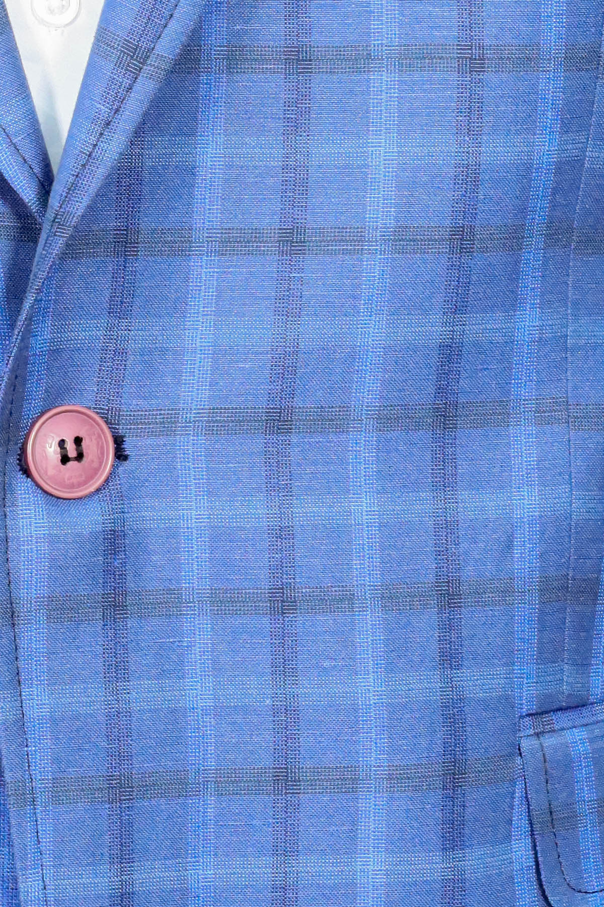 KOALA SYDNEY Single Button Pointed Collar Plaid Navy Blue Jacket-Wessi