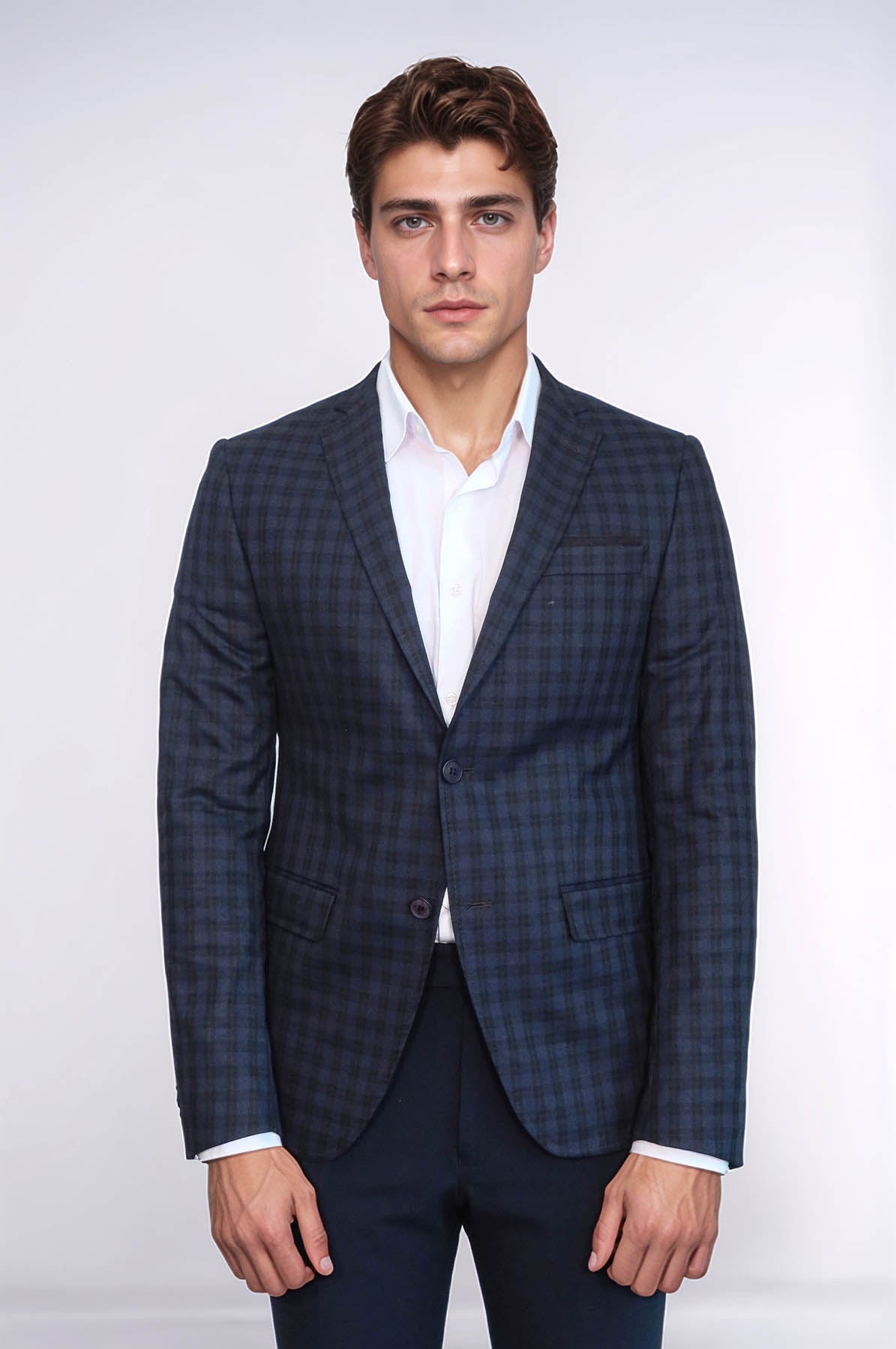 KOALA SYDNEY Plaid Navy Blue Jacket with Handkerchief