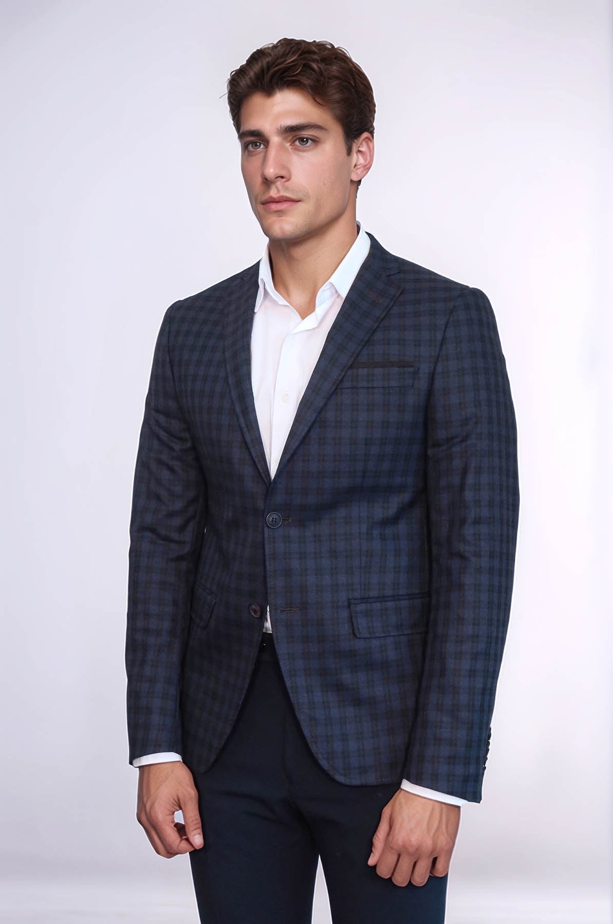 KOALA SYDNEY Plaid Navy Blue Jacket with Handkerchief