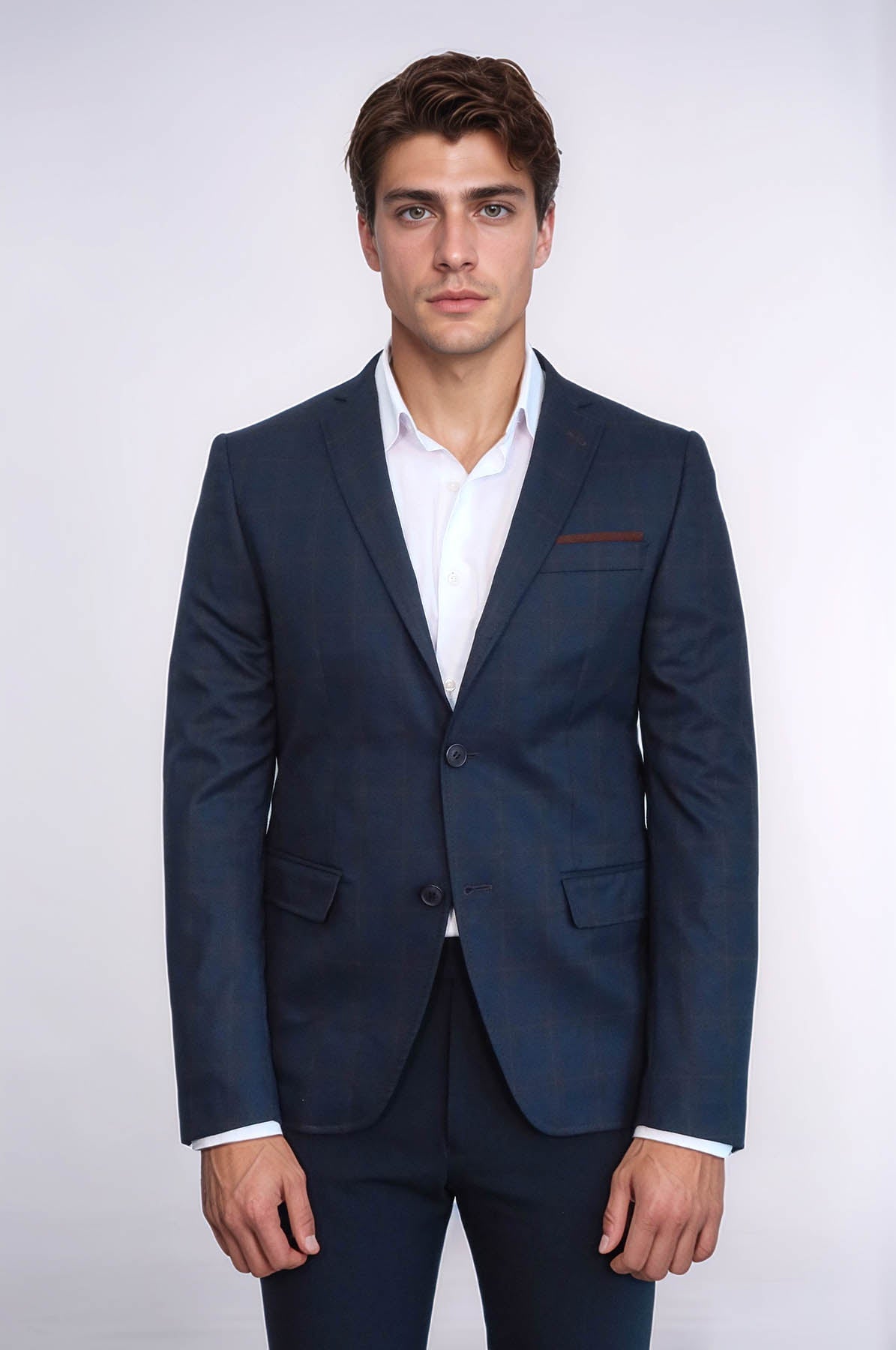 KOALA SYDNEY Plaid Navy Blue Jacket with Handkerchief