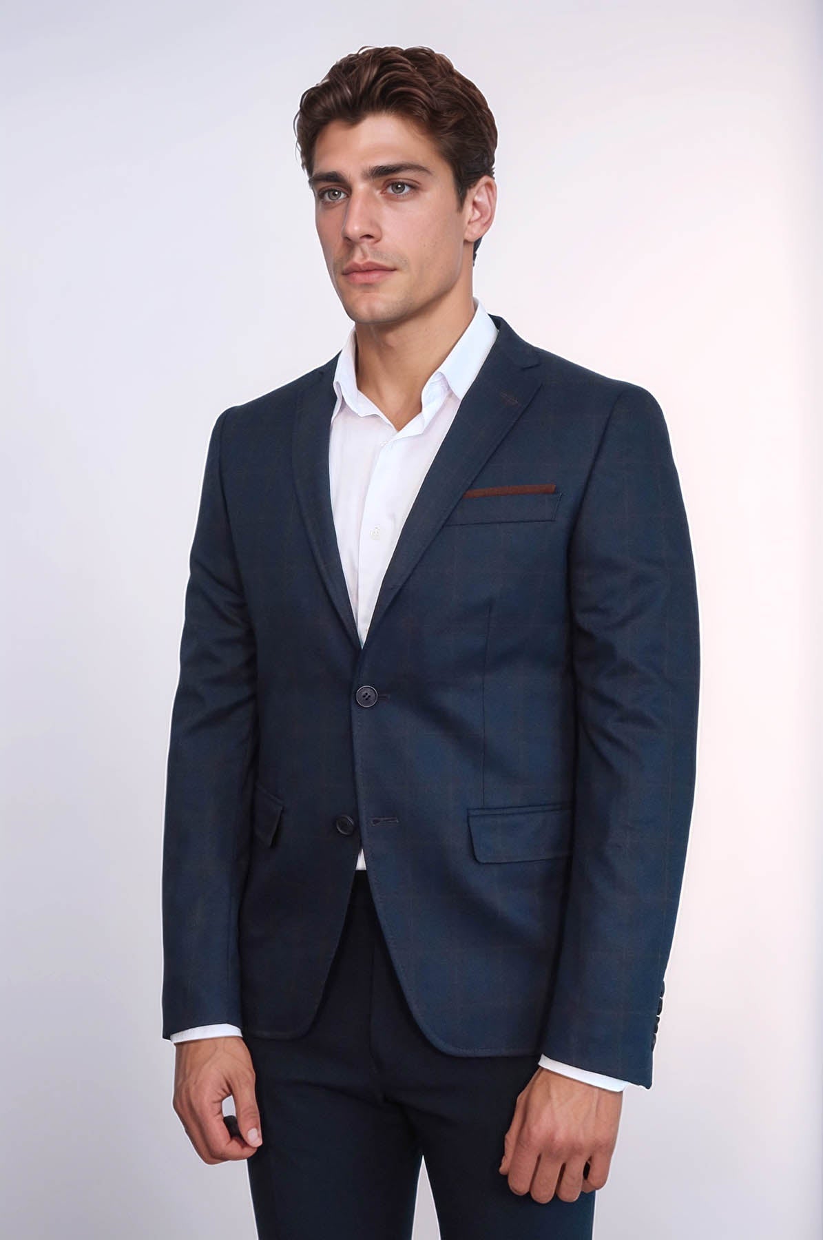 KOALA SYDNEY Plaid Navy Blue Jacket with Handkerchief