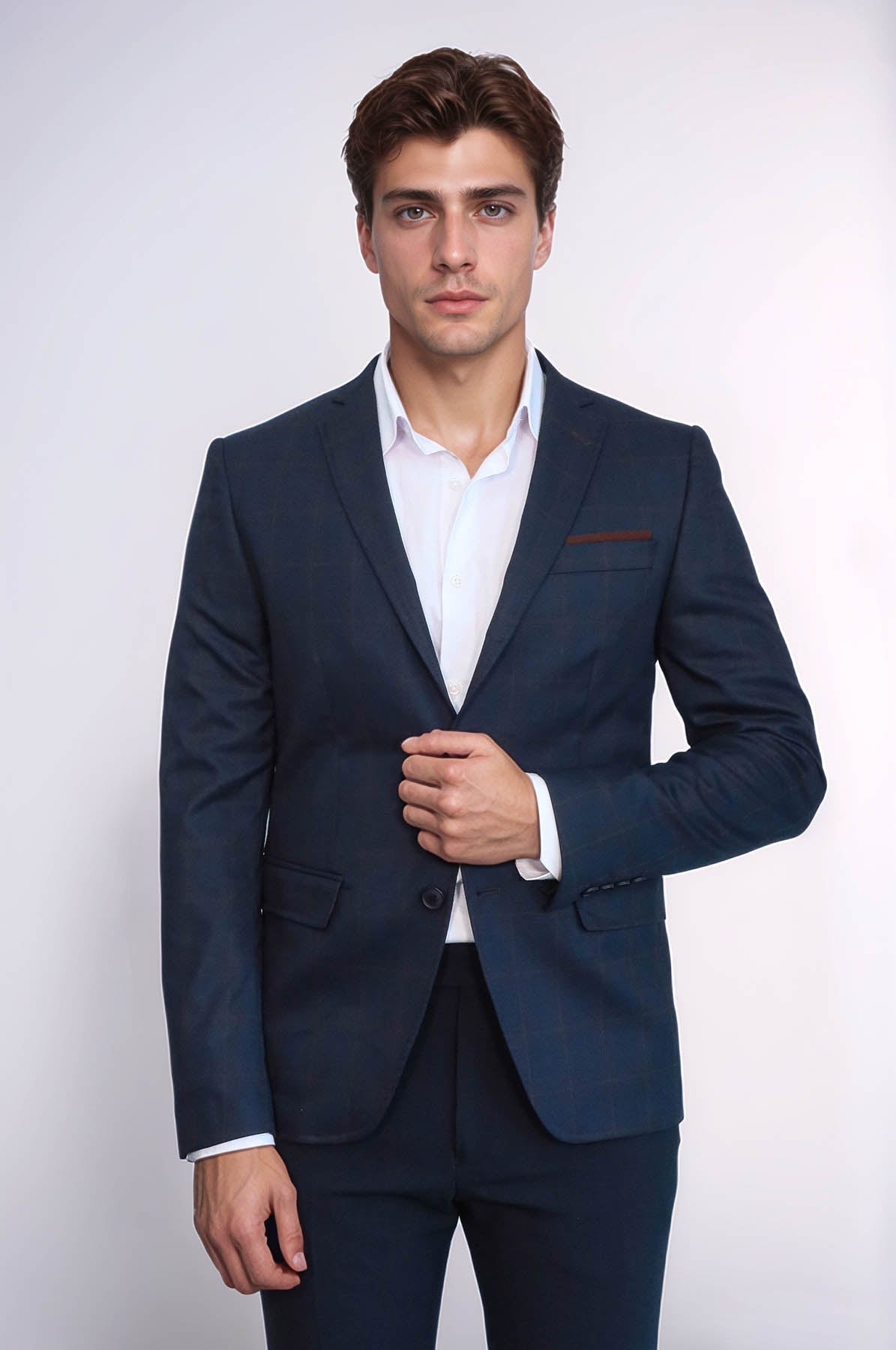 KOALA SYDNEY Plaid Navy Blue Jacket with Handkerchief