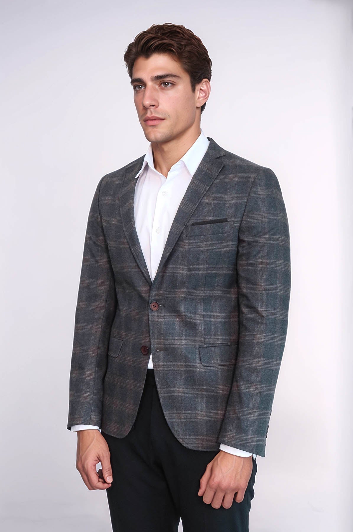 KOALA SYDNEY Plaid Smoked Jacket with Handkerchief