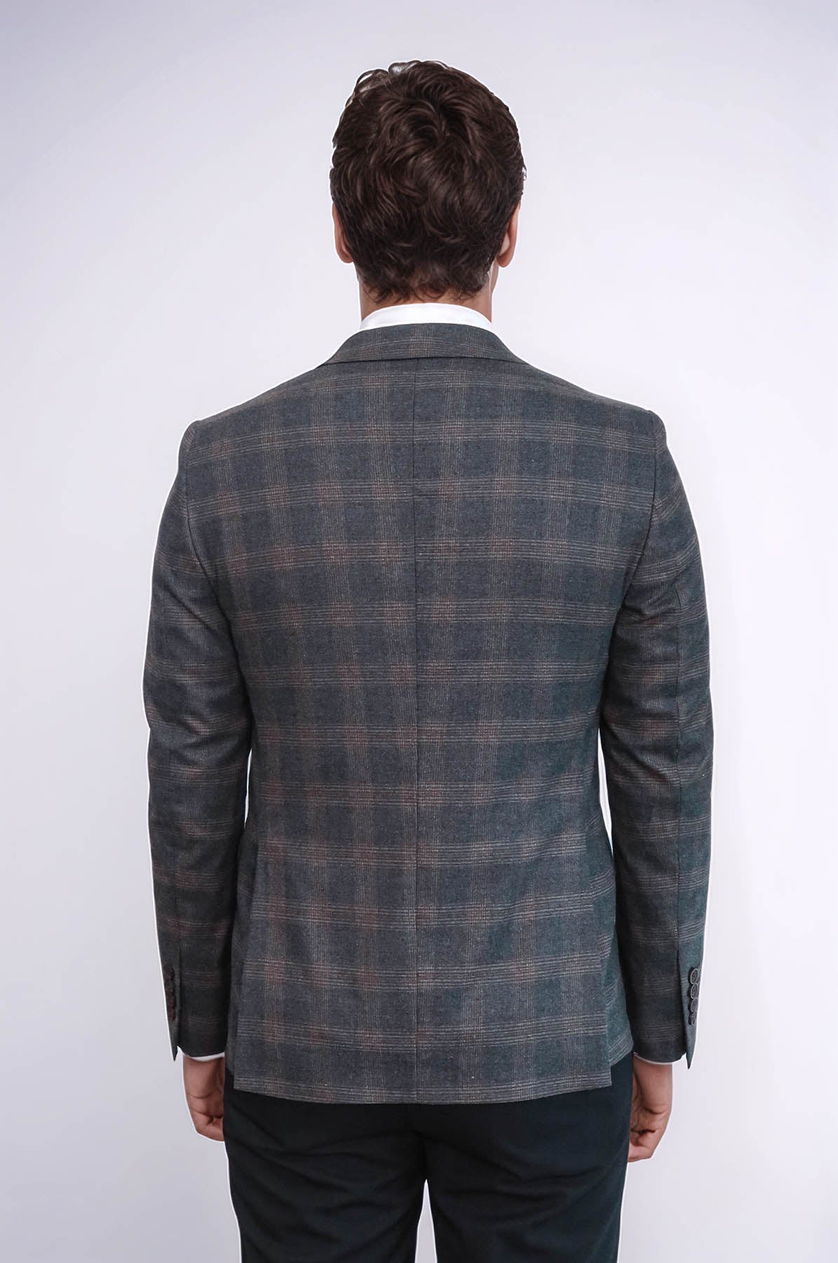 KOALA SYDNEY Plaid Smoked Jacket with Handkerchief