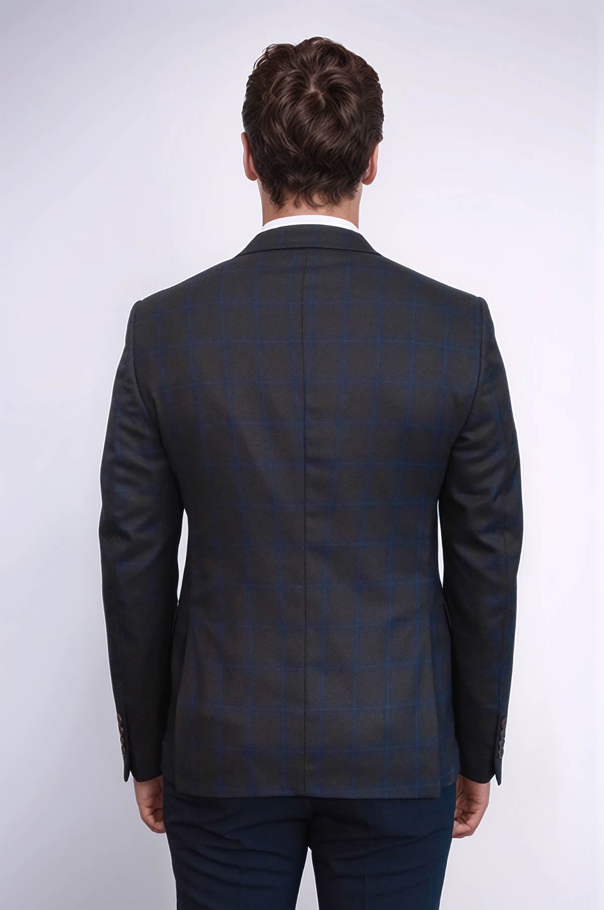KOALA SYDNEY Plaid Brown Jacket with Handkerchief