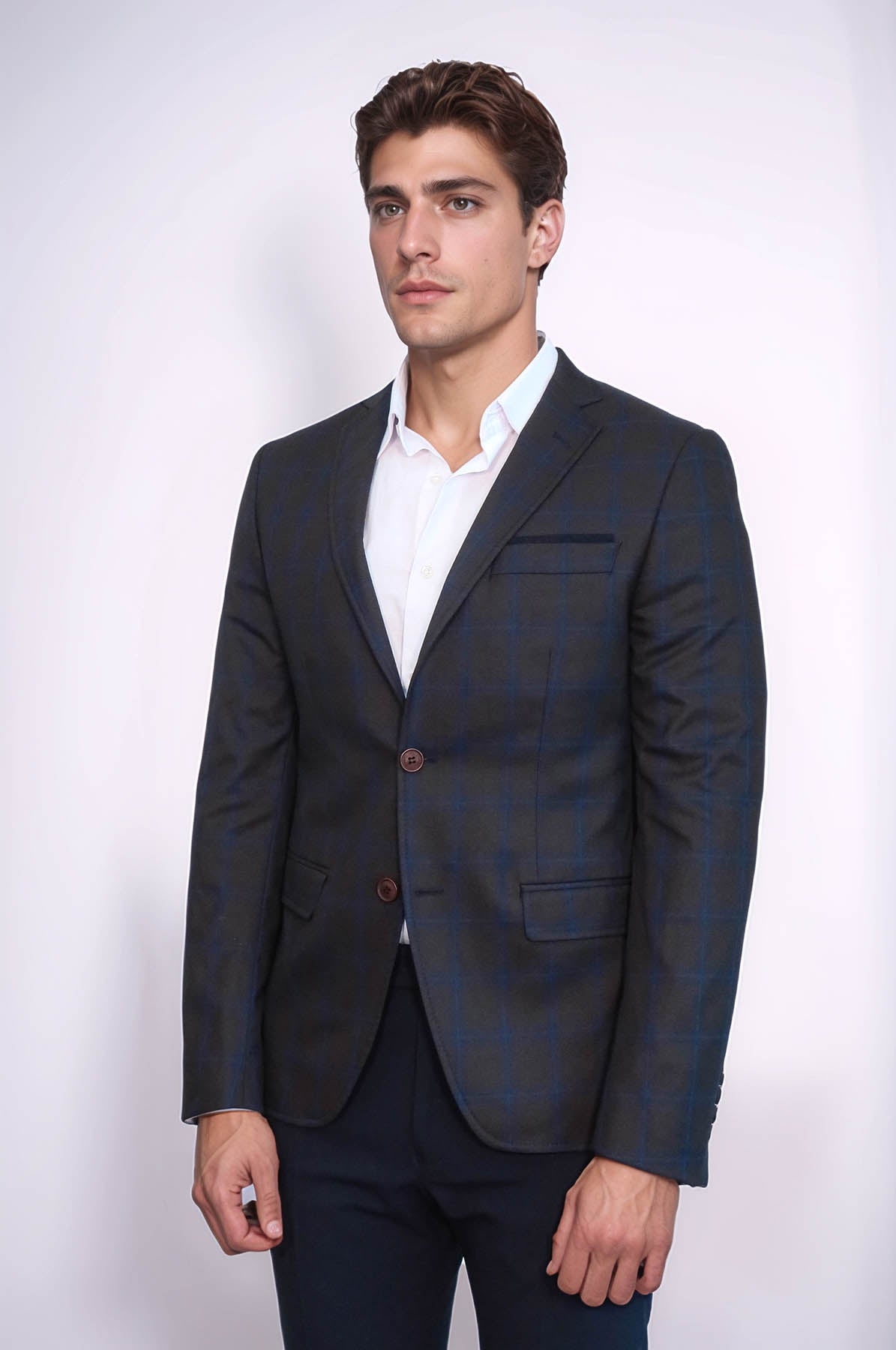 KOALA SYDNEY Plaid Brown Jacket with Handkerchief
