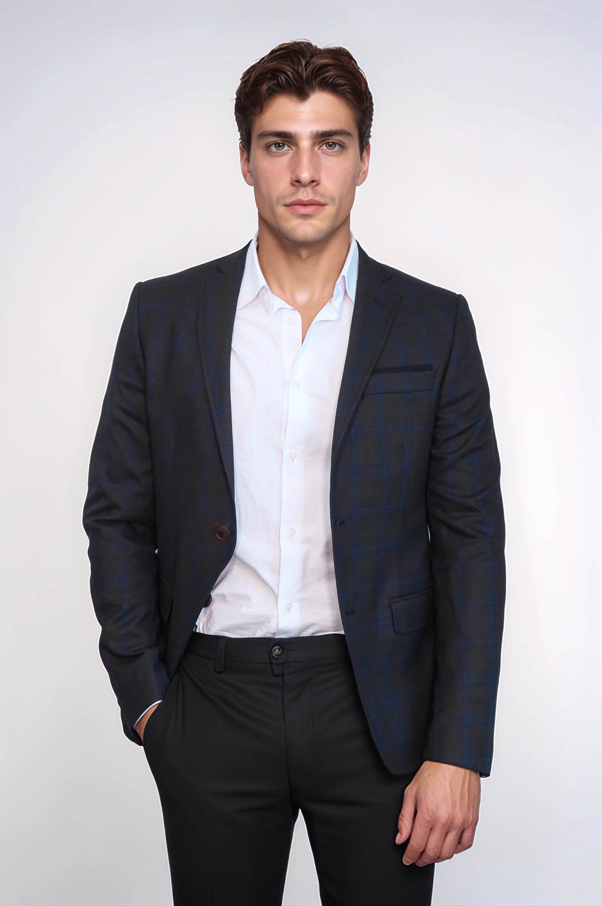 KOALA SYDNEY Plaid Brown Jacket with Handkerchief