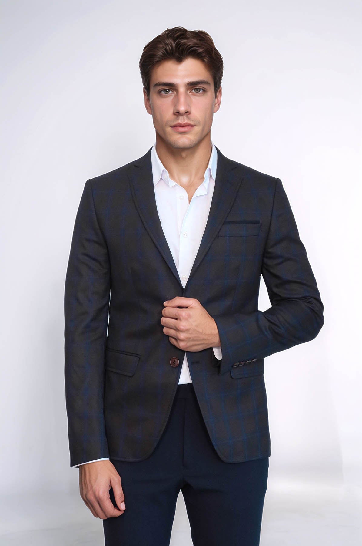 KOALA SYDNEY Plaid Brown Jacket with Handkerchief