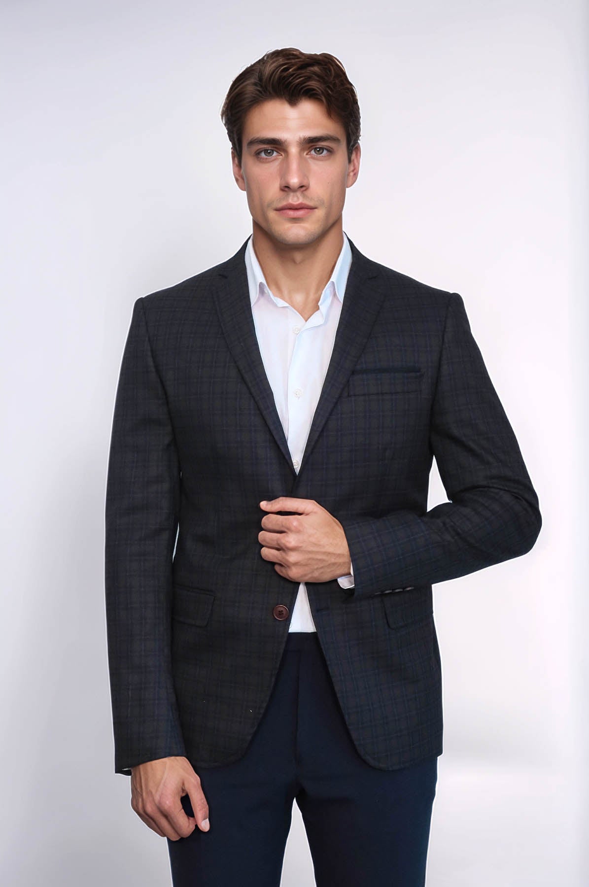 KOALA SYDNEY Plaid Brown Jacket with Handkerchief
