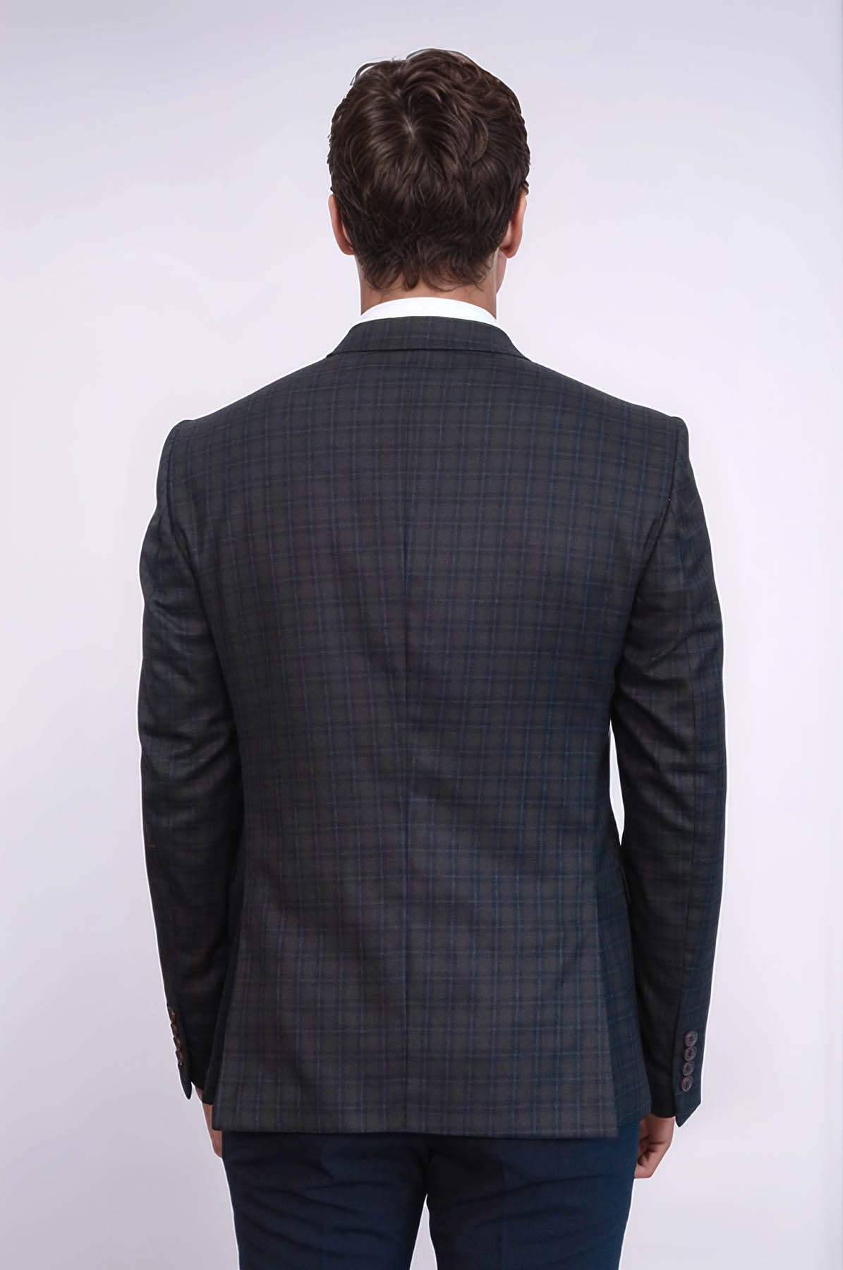 KOALA SYDNEY Plaid Brown Jacket with Handkerchief