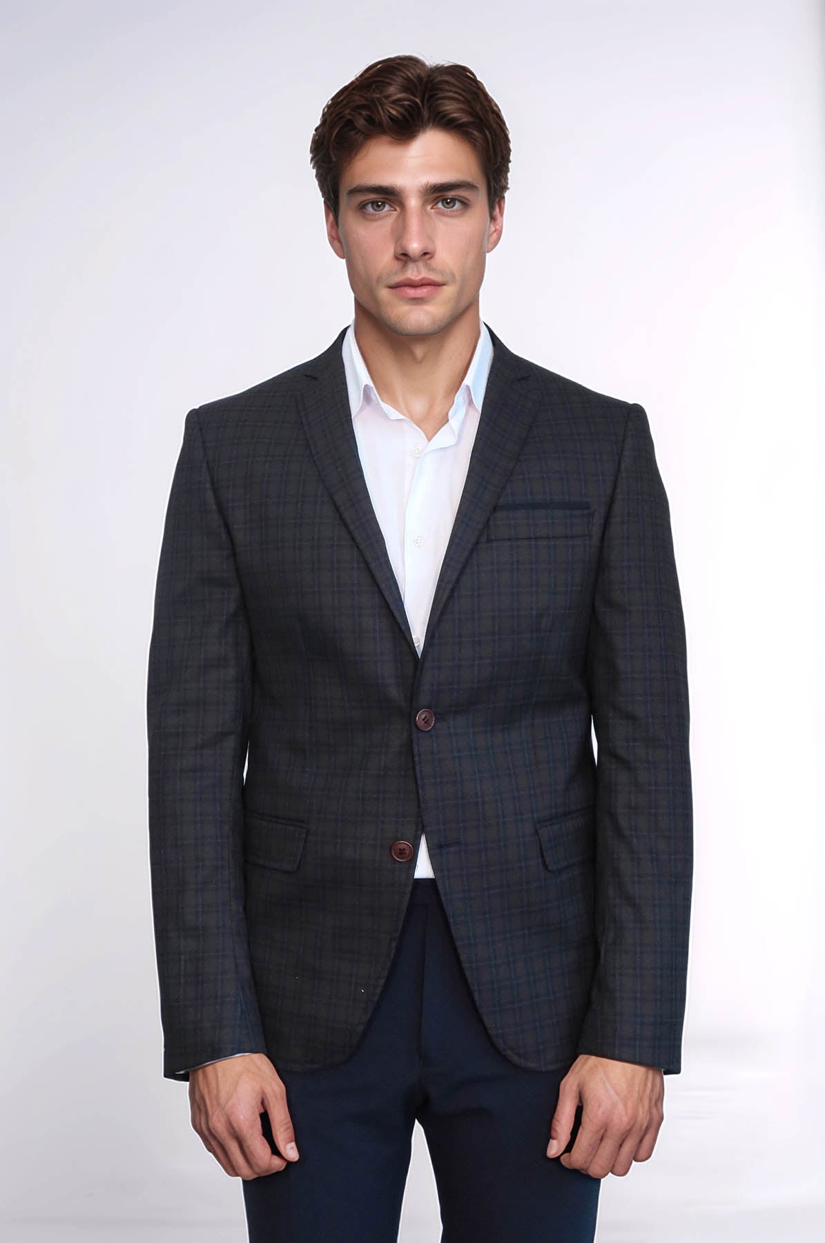 KOALA SYDNEY Plaid Brown Jacket with Handkerchief