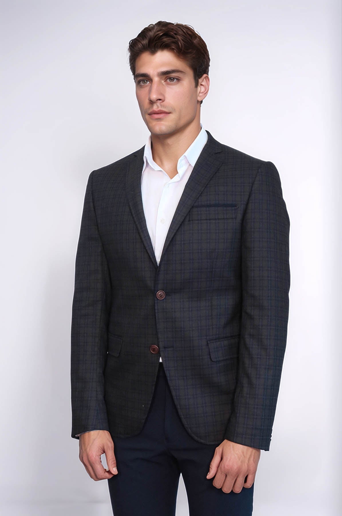 KOALA SYDNEY Plaid Brown Jacket with Handkerchief