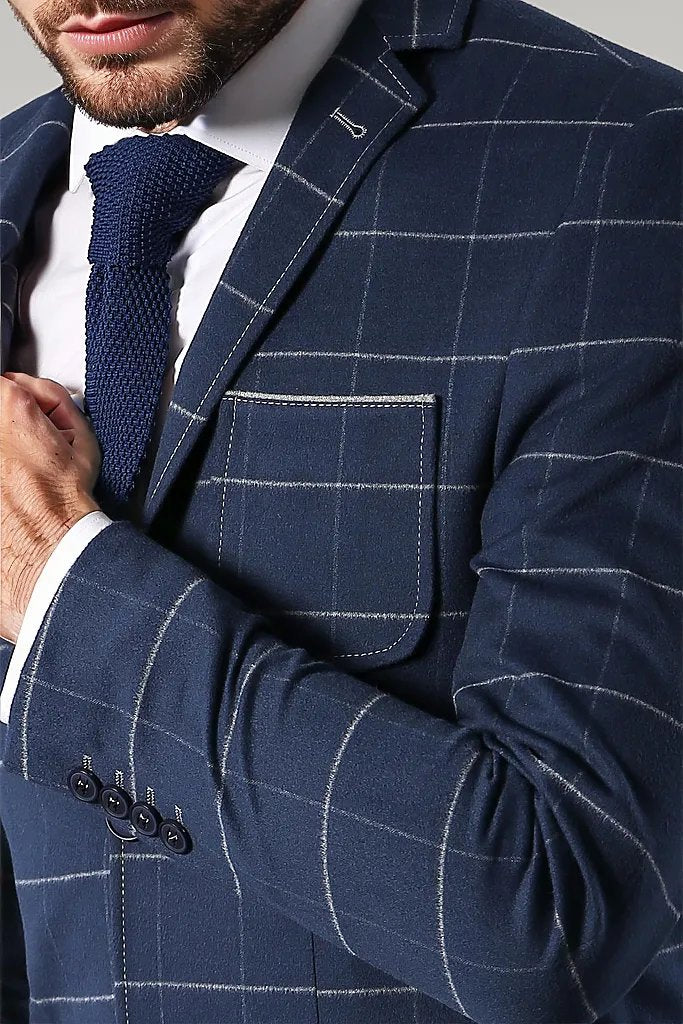 Modeled Slim Fit Navy Blue Jacket