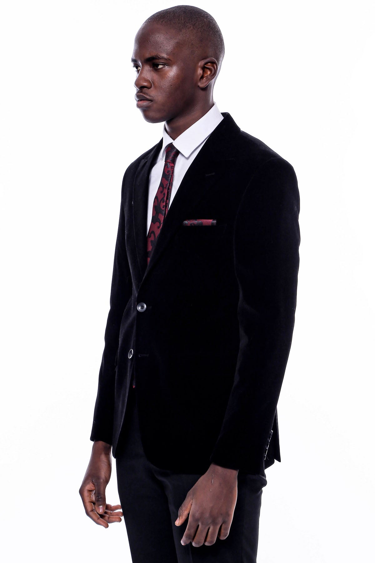 Wide Peak Lapel Velvet Black Blazer