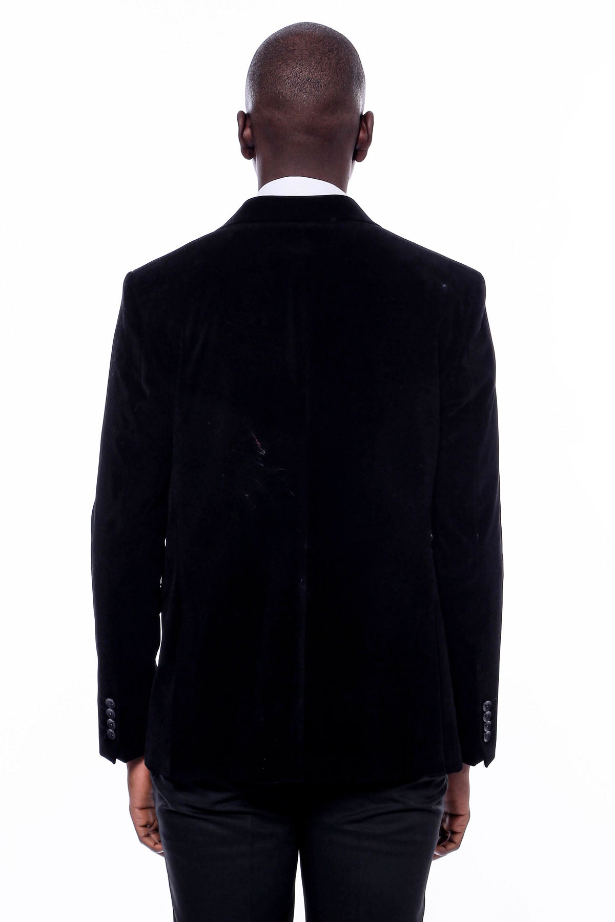 Wide Peak Lapel Velvet Black Blazer - Wessi