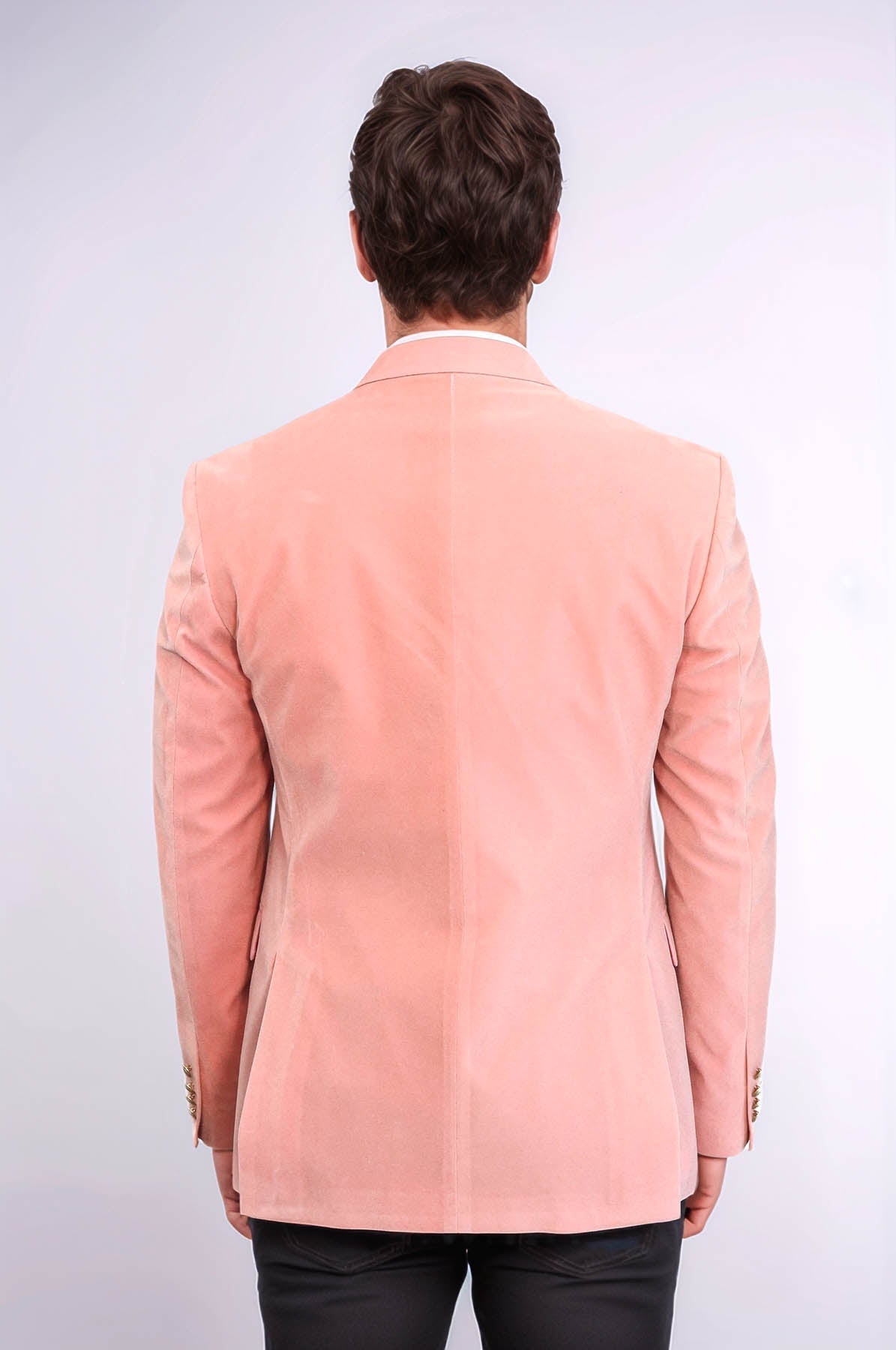 Wide Lapel Velvet Pink Men Blazer