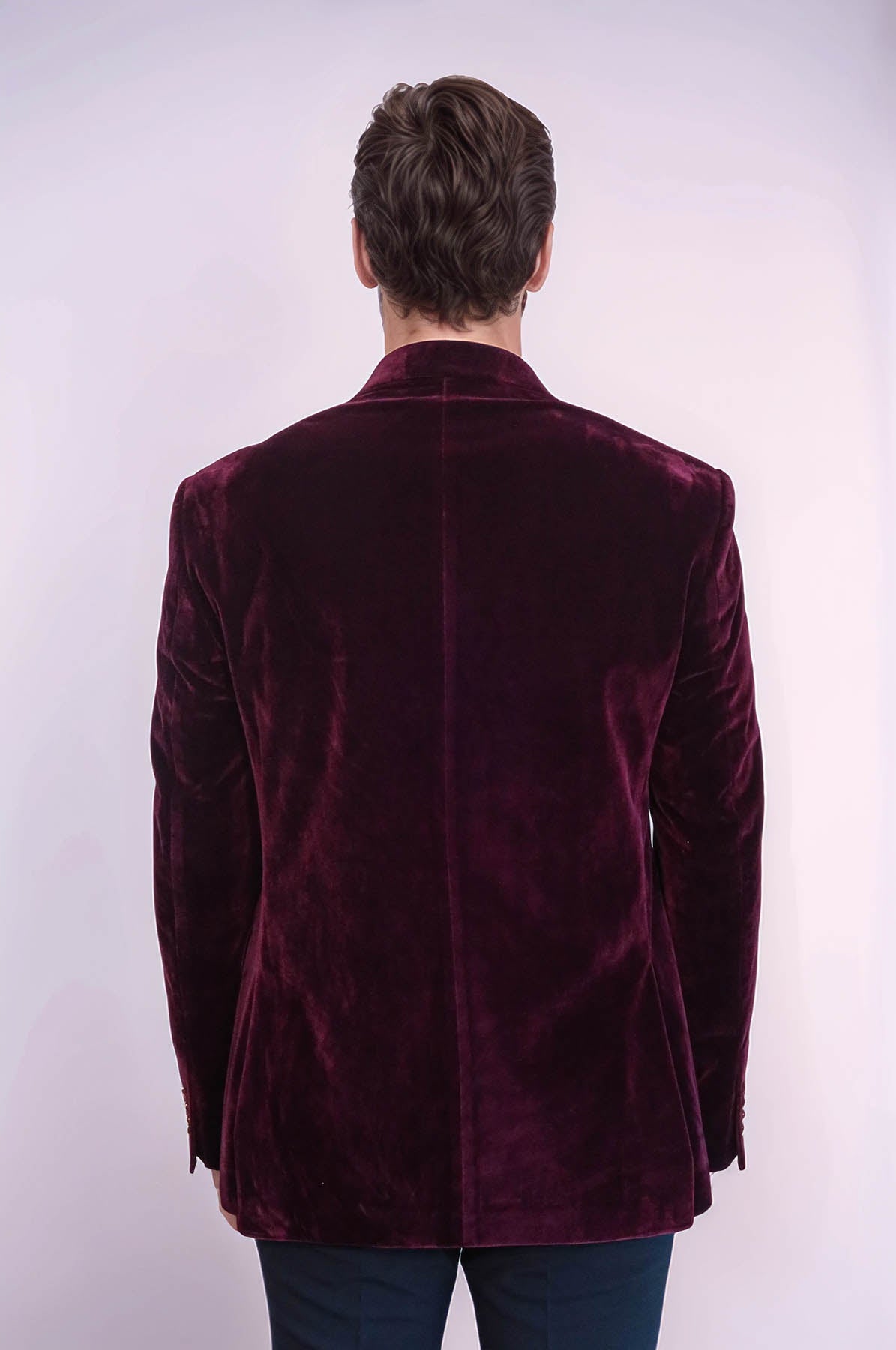 KOALA SYDNEY Wide Peak Lapel Velvet Burgundy Blazer