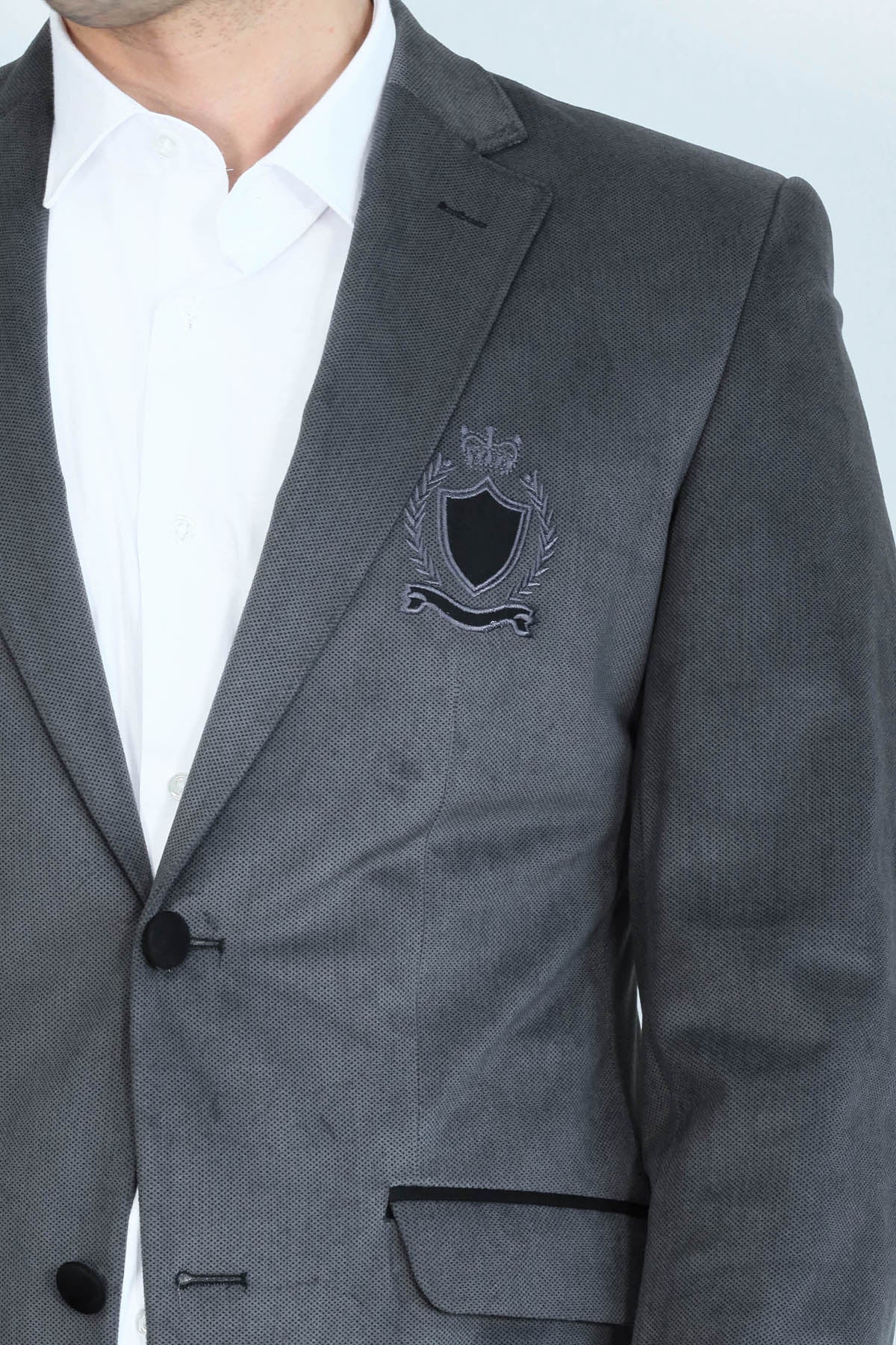 Pocket Flap Rigging Velvet Grey Jacket-Wessi