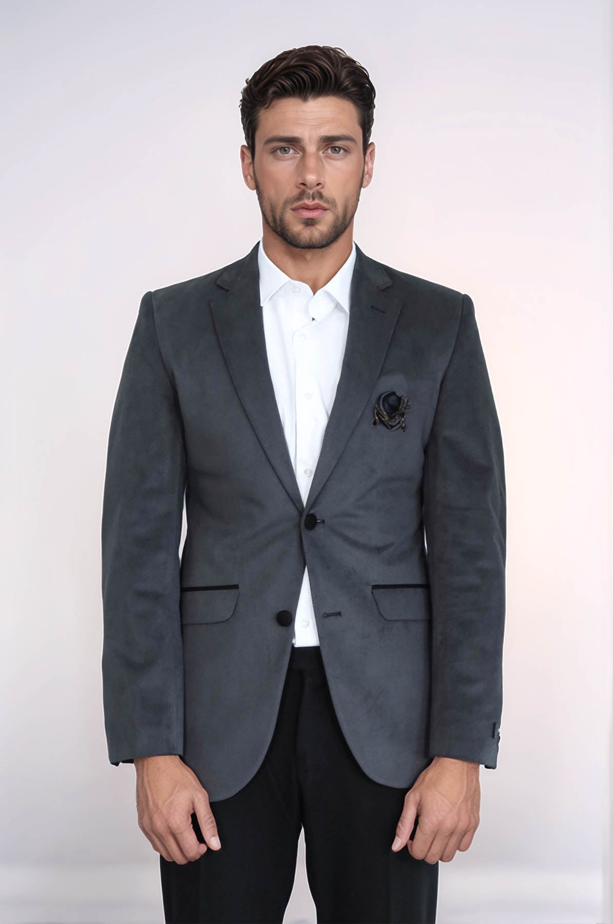 Pocket Flap Rigging Velvet Grey Jacket-Wessi
