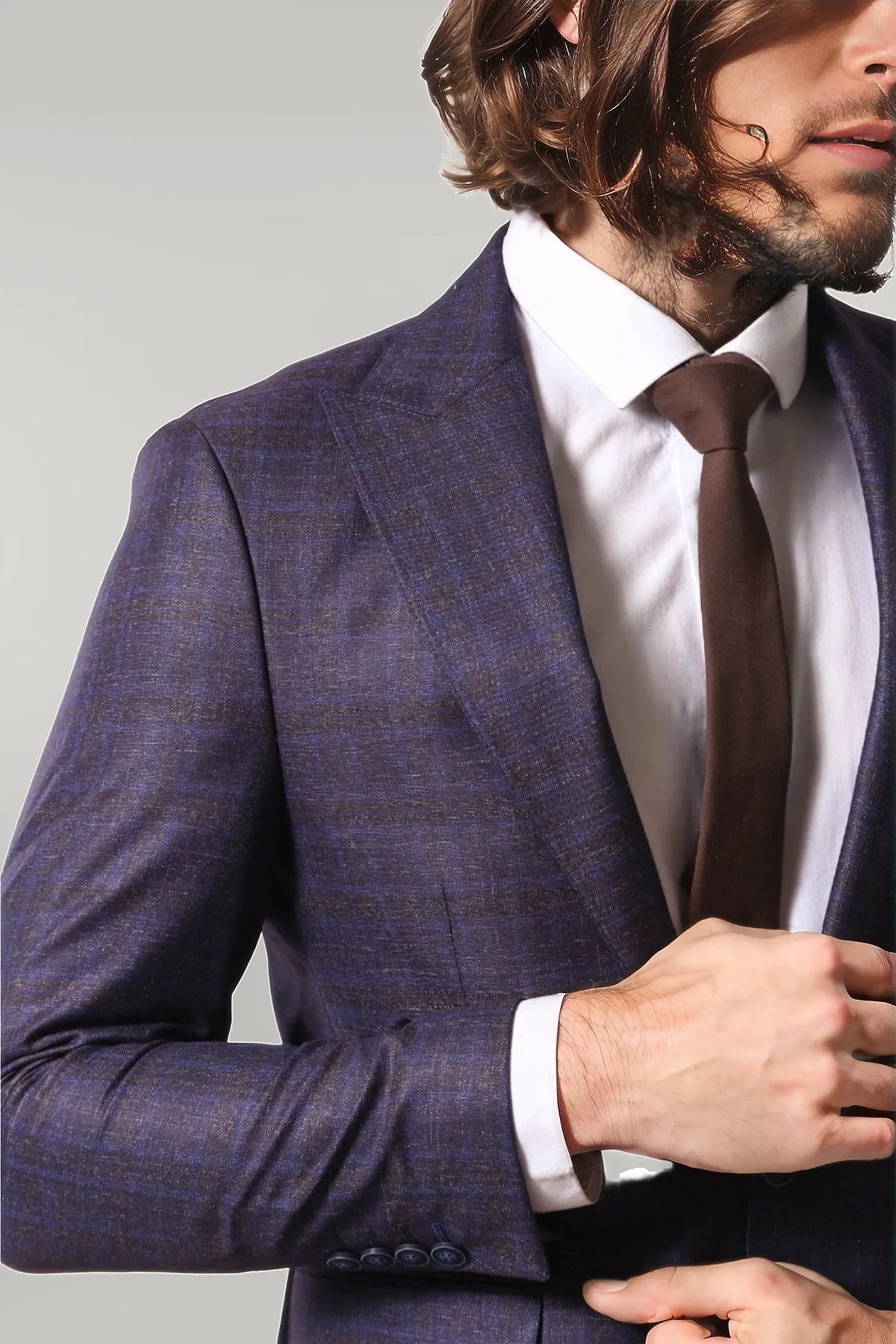 KOALA SYDNEY Double Breasted Plaid Burgundy Blazer