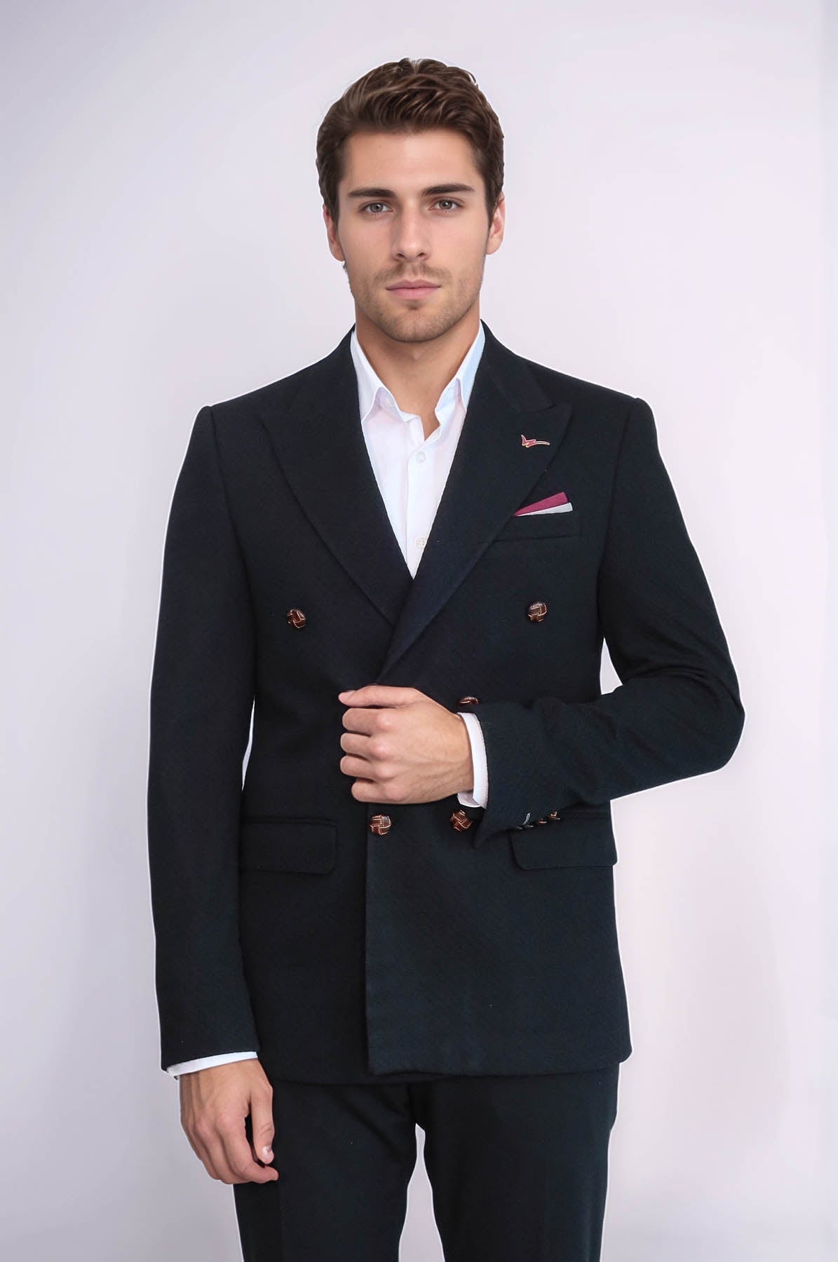 KOALA SYDNEY Double Breasted Slim Fit Black Blazer
