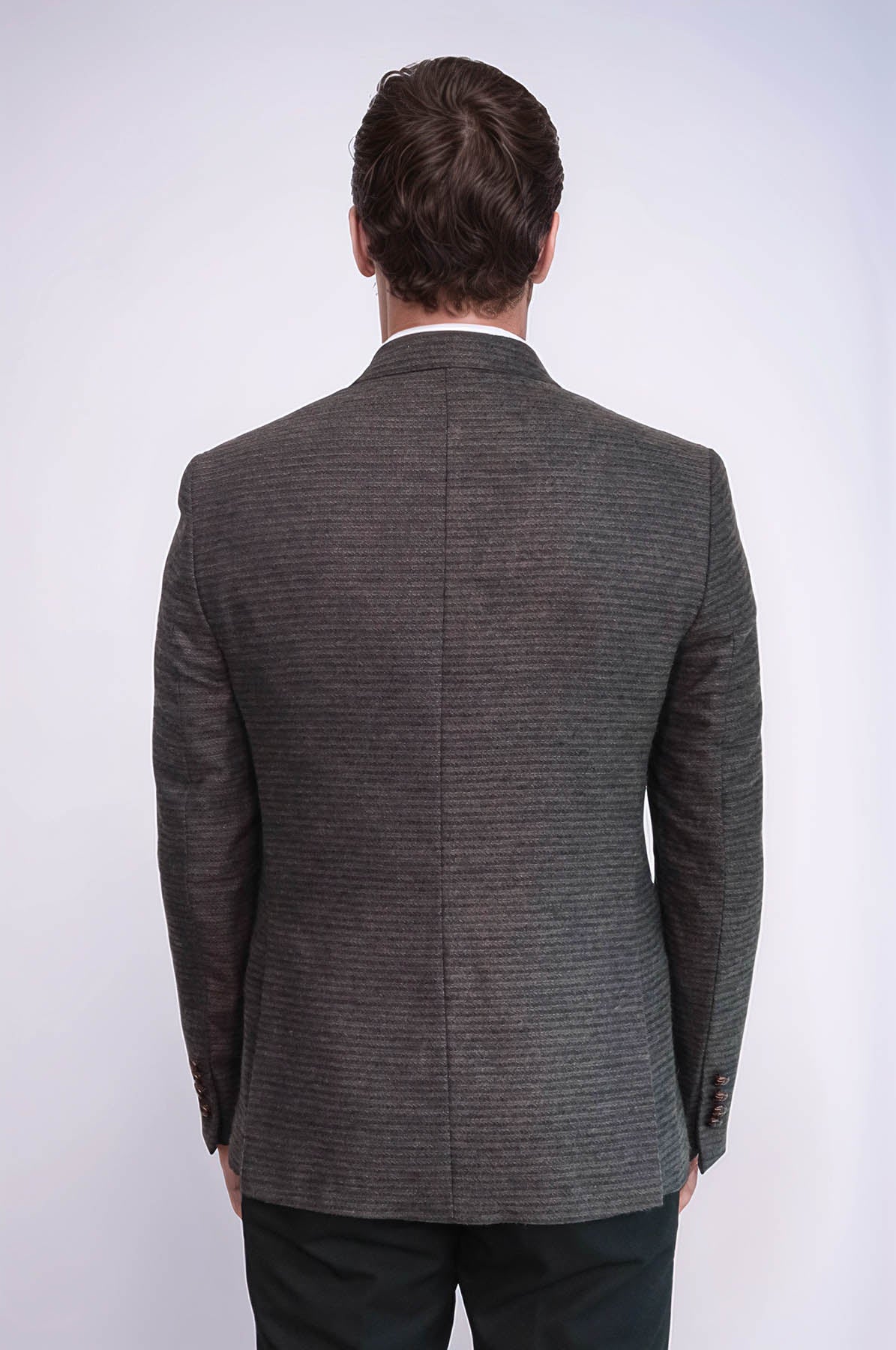 Double Breasted Slim Fit Brown Blazer