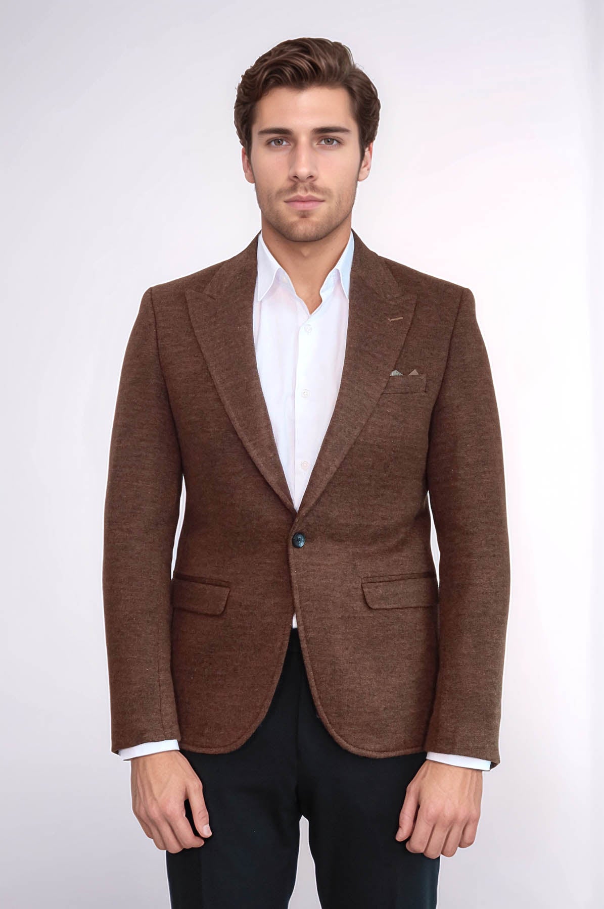 Brown Slim Fit Jacket for Men