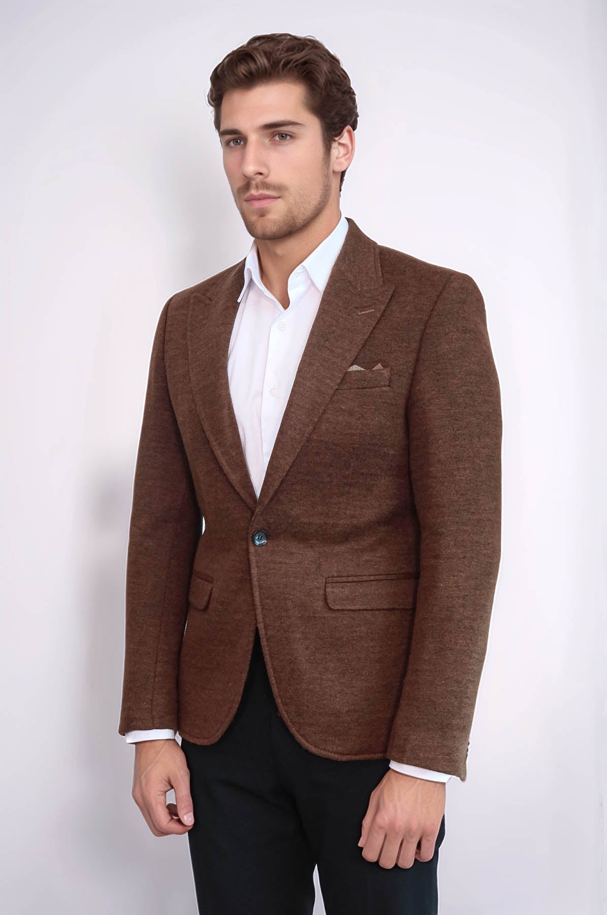 Brown Slim Fit Jacket for Men