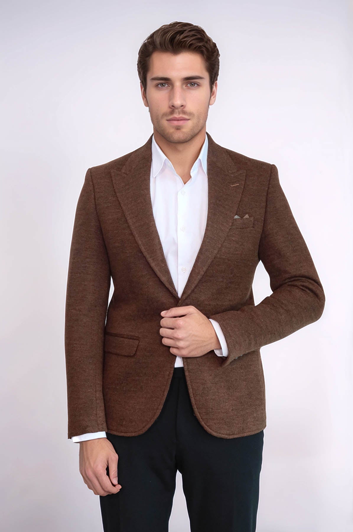 Brown Slim Fit Jacket for Men
