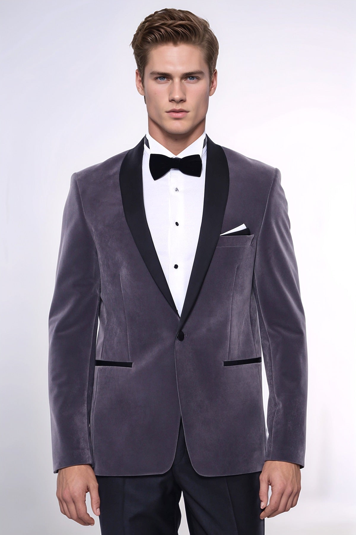 KOALA SYDNEY Plain Velvet Dark Grey Blazer