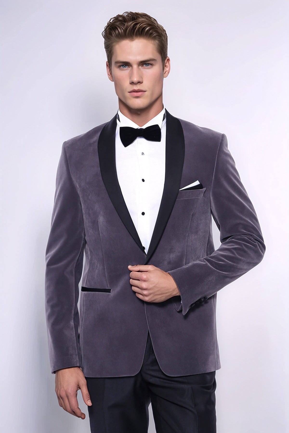 KOALA SYDNEY Plain Velvet Dark Grey Blazer