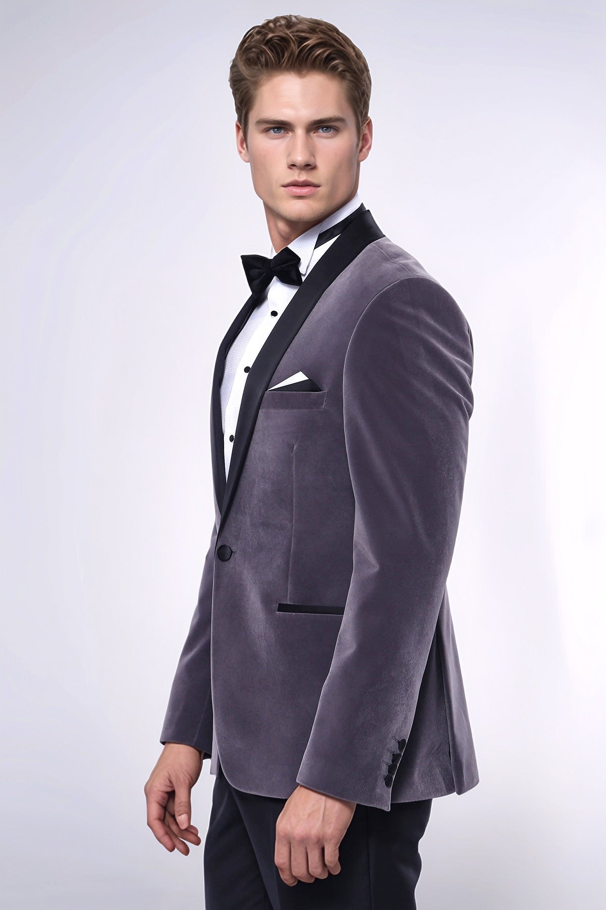 KOALA SYDNEY Plain Velvet Dark Grey Blazer