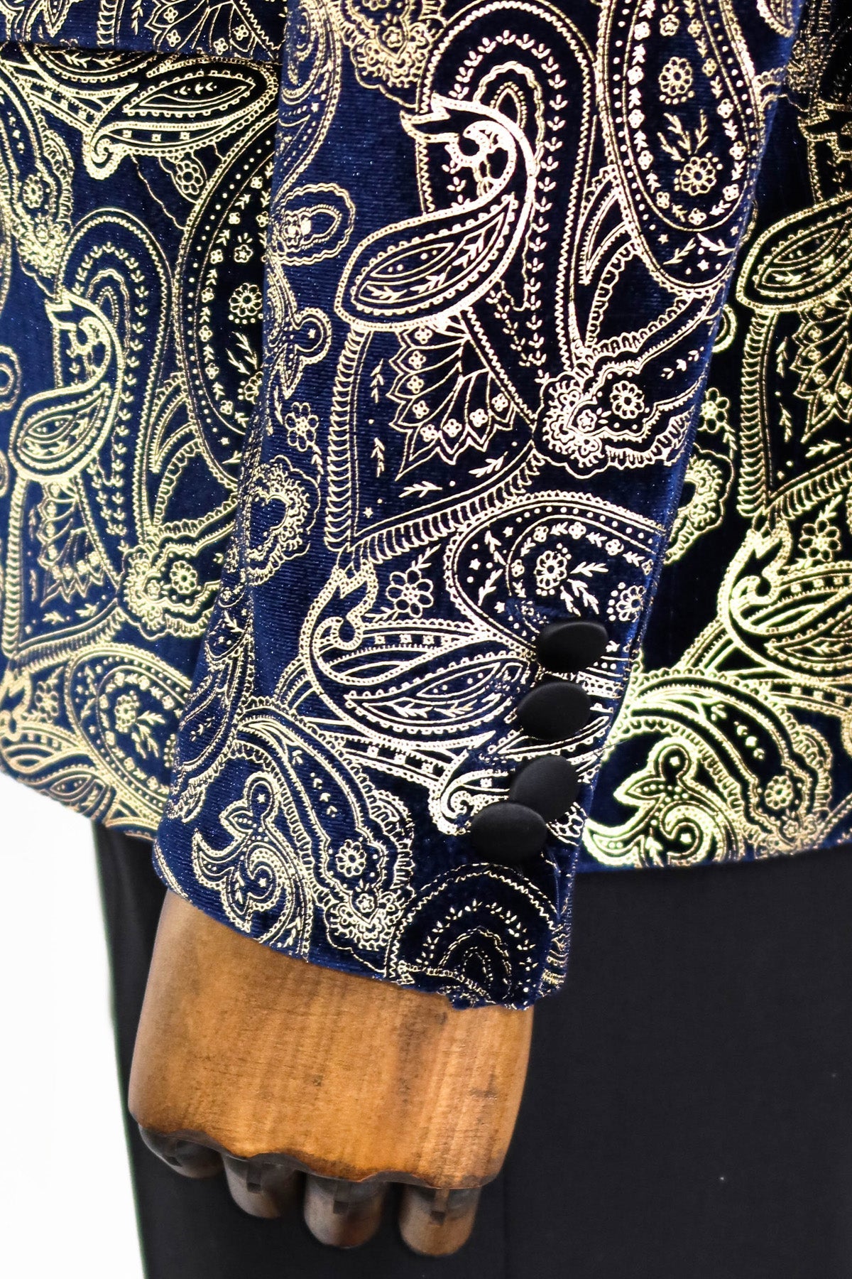 Gold Blue Patterned Over Navy Blue Men Tuxedo Blazer