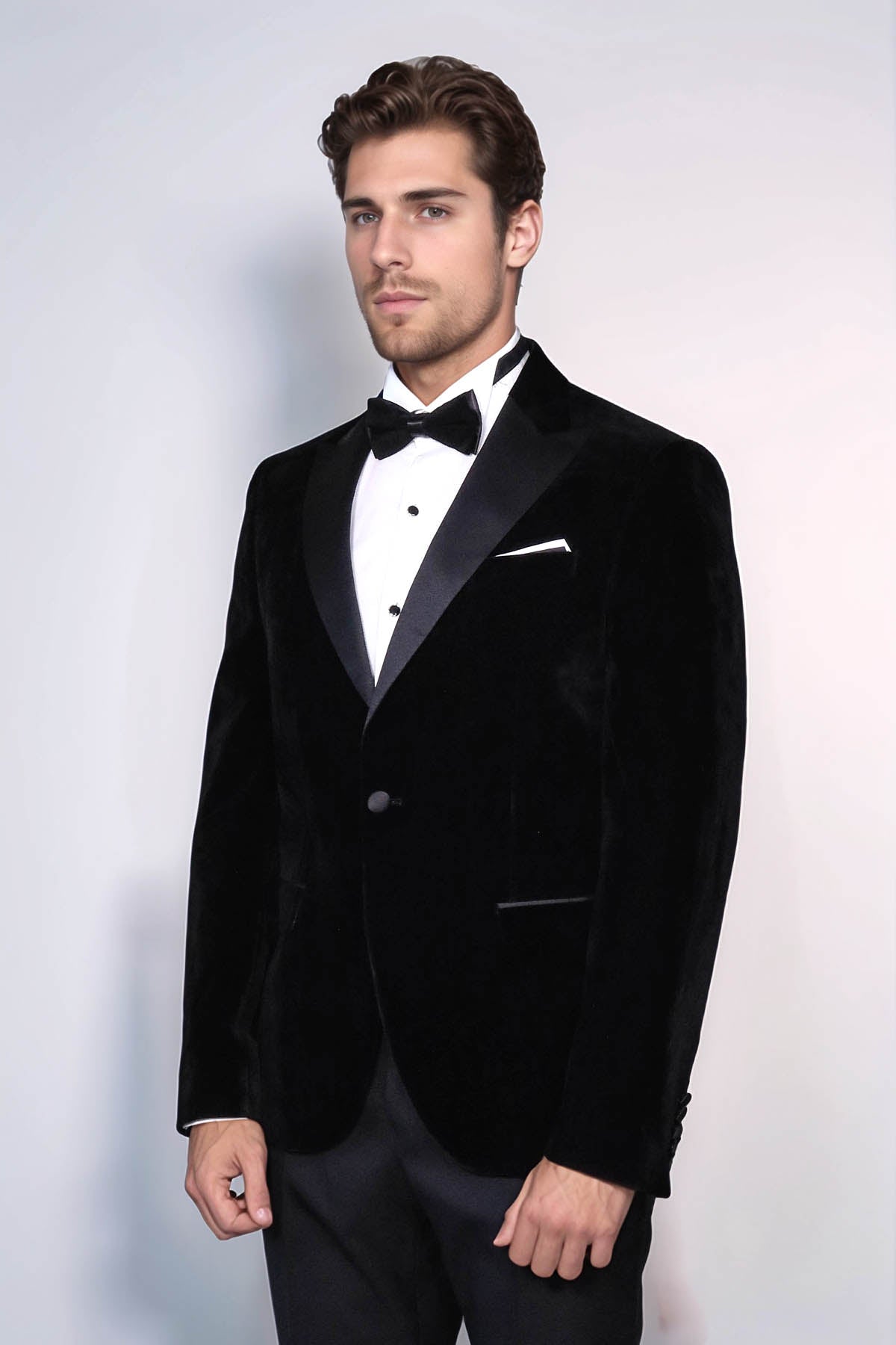 Peak Lapel Velvet Black Men Prom Blazer