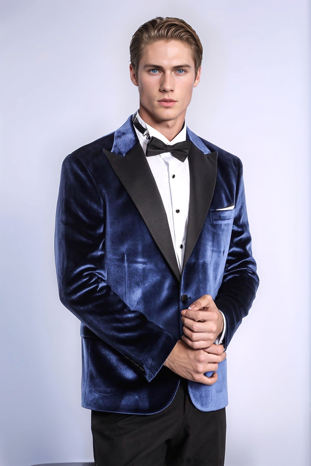 KOALA SYDNEY Velvet Slim Fit Blue Men Tuxedo Jacket -