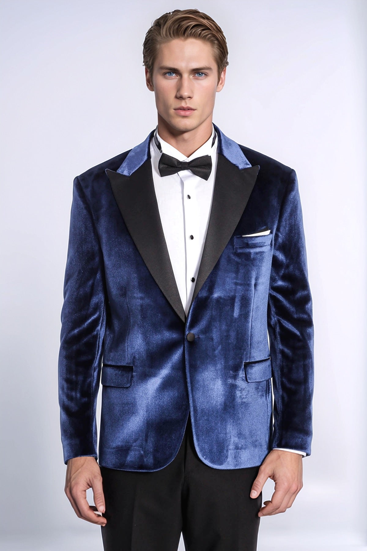 KOALA SYDNEY Velvet Slim Fit Blue Men Tuxedo Jacket -