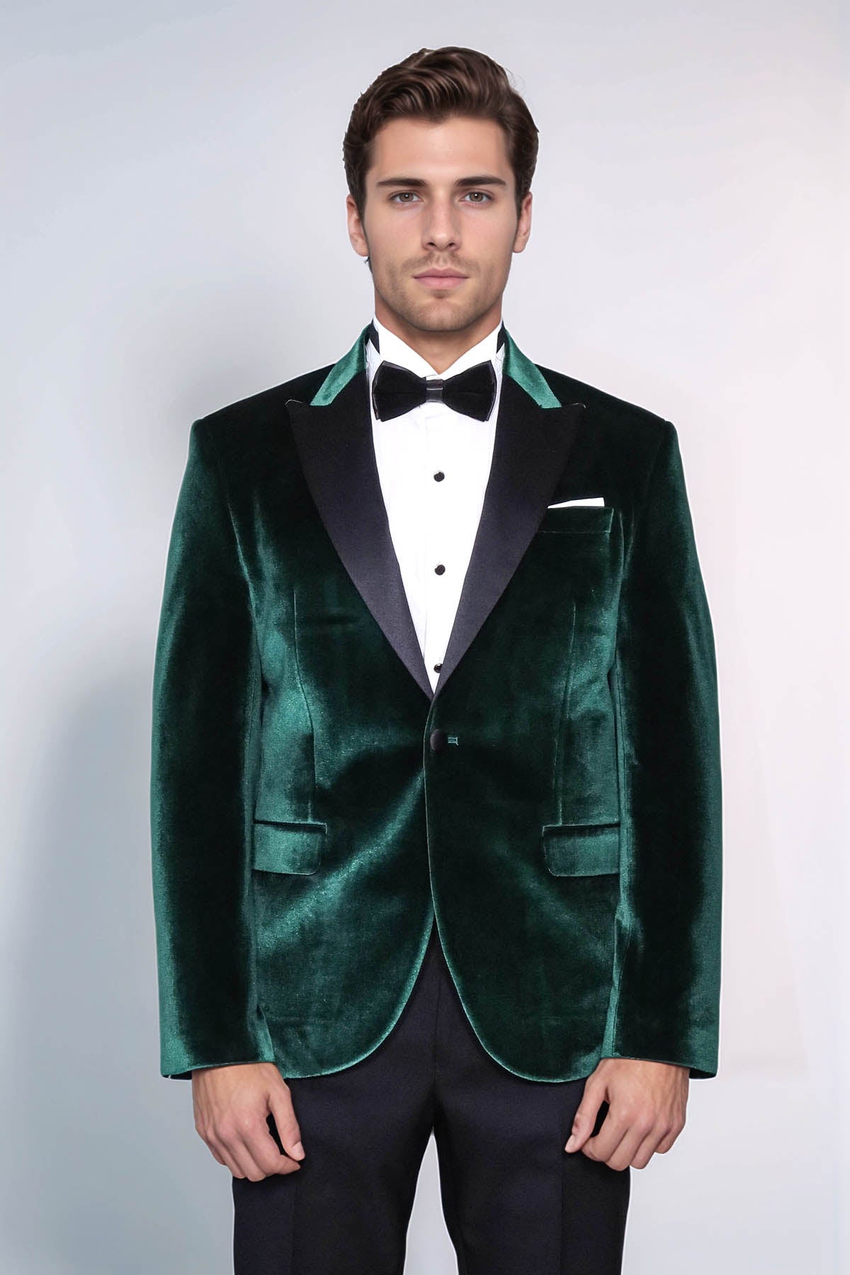 KOALA SYDNEY Slim Fit Peak Lapel Velvet Dark Green Men Tuxedo Jacket