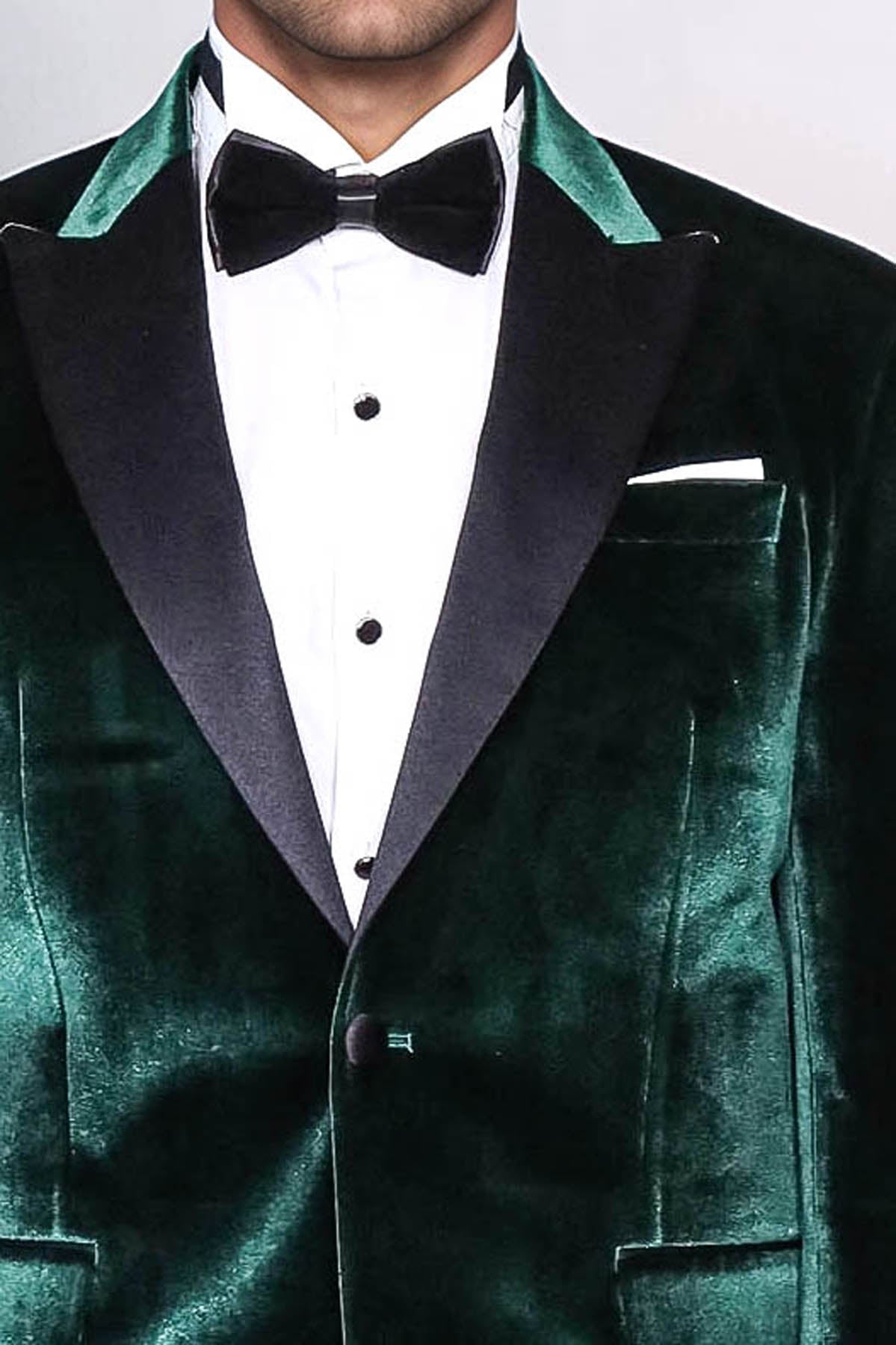 KOALA SYDNEY Slim Fit Peak Lapel Velvet Dark Green Men Tuxedo Jacket