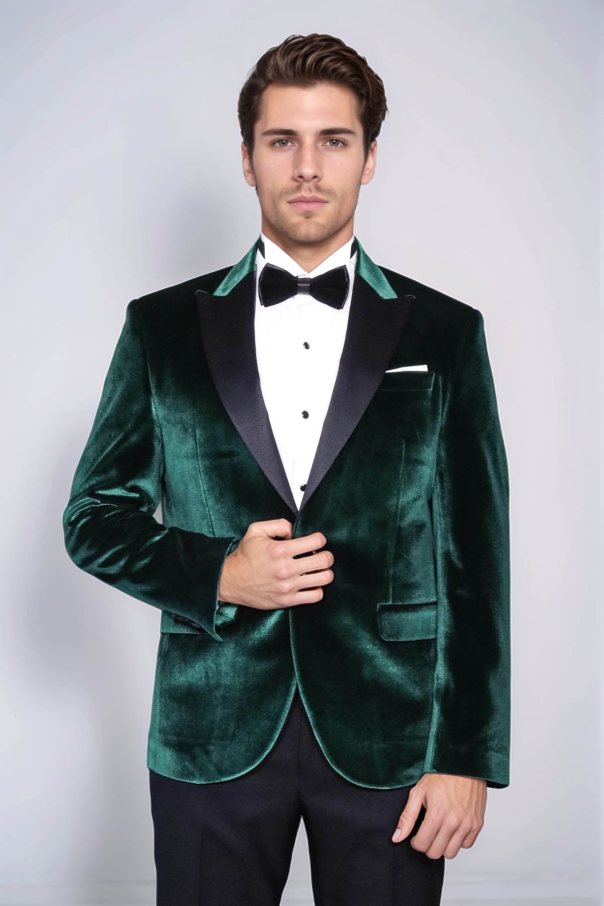 KOALA SYDNEY Slim Fit Peak Lapel Velvet Dark Green Men Tuxedo Jacket