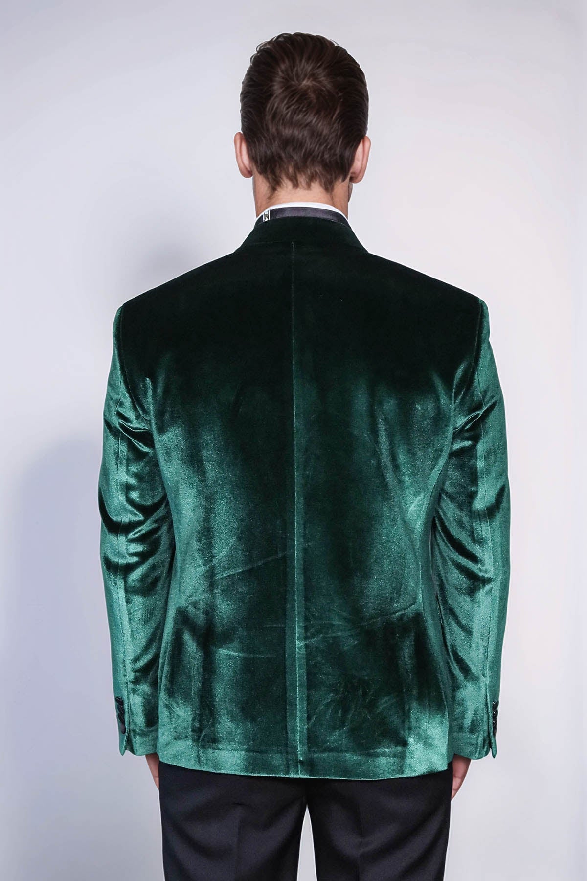 KOALA SYDNEY Slim Fit Peak Lapel Velvet Dark Green Men Tuxedo Jacket