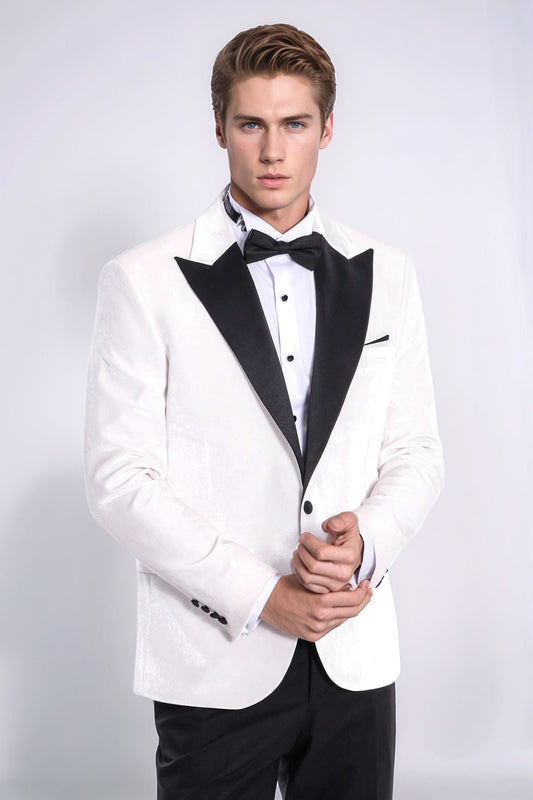Velvet Slim Fit White Men Tuxedo Jacket