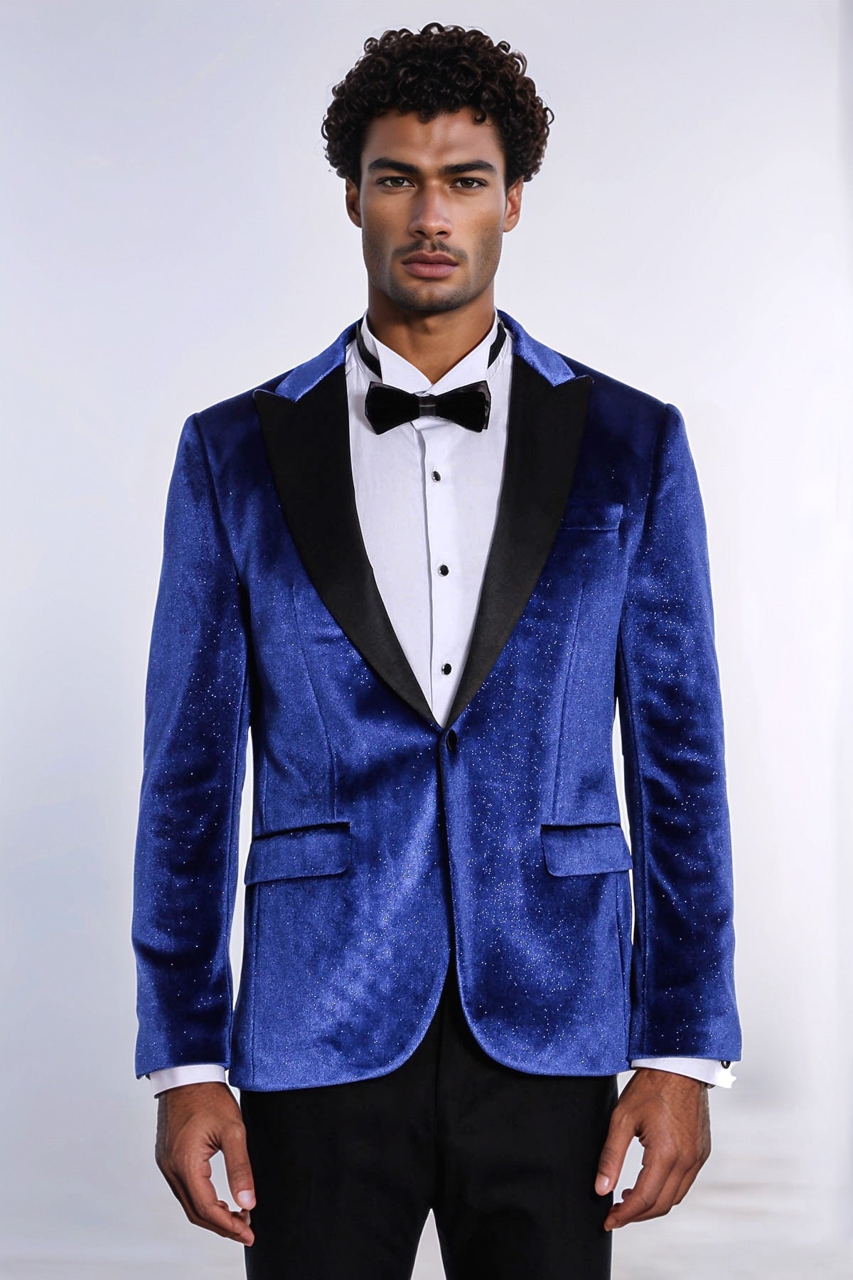 Sparkle Slim Fit Velvet Bast Blue Men Dinner Tuxedo Jacket