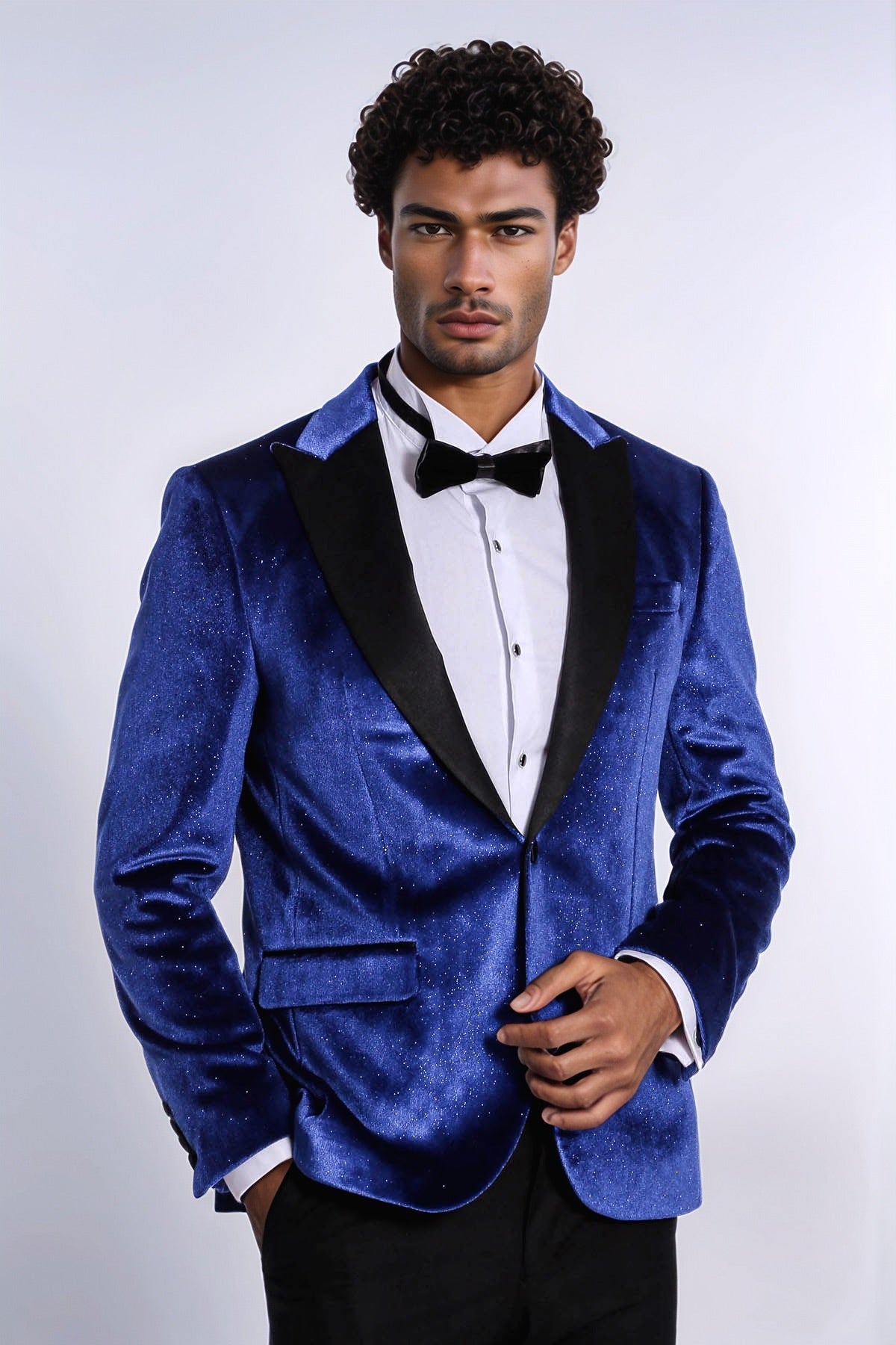 Sparkle Slim Fit Velvet Bast Blue Men Dinner Tuxedo Jacket