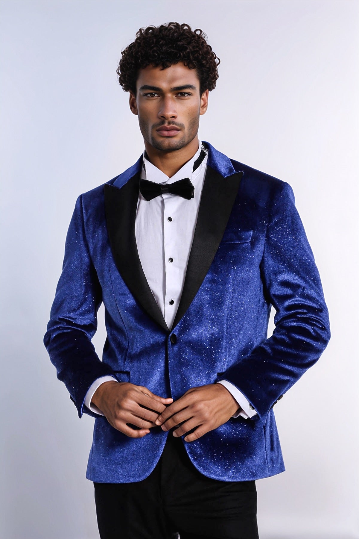 Sparkle Slim Fit Velvet Bast Blue Men Dinner Tuxedo Jacket